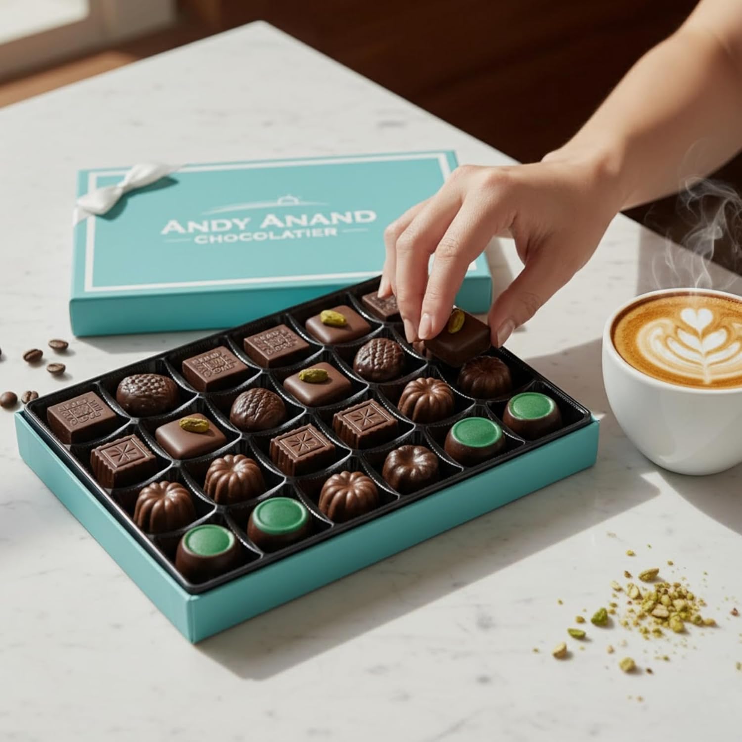 Andyanand Luxury Gluten-Free Vegan Dark Chocolate Truffles Praline Collection,24Pcs Gift Box for Holidays & Special Occasions