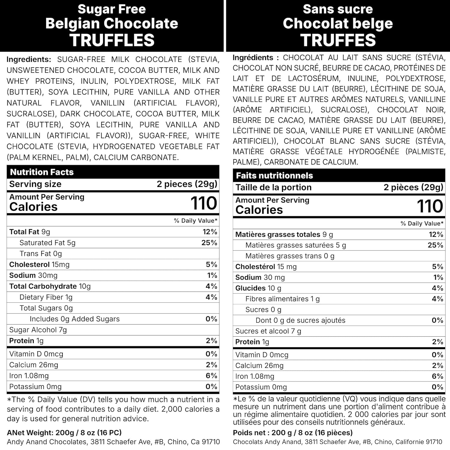 Andy Anand Chocolatier Chef Collection Sugar Free Belgian Chocolate Truffles | Gift Boxed | Delicious, Succulent, & Divine, You Won't Believe It's Sugar Free & Diabetic Friendly (15 Pcs)