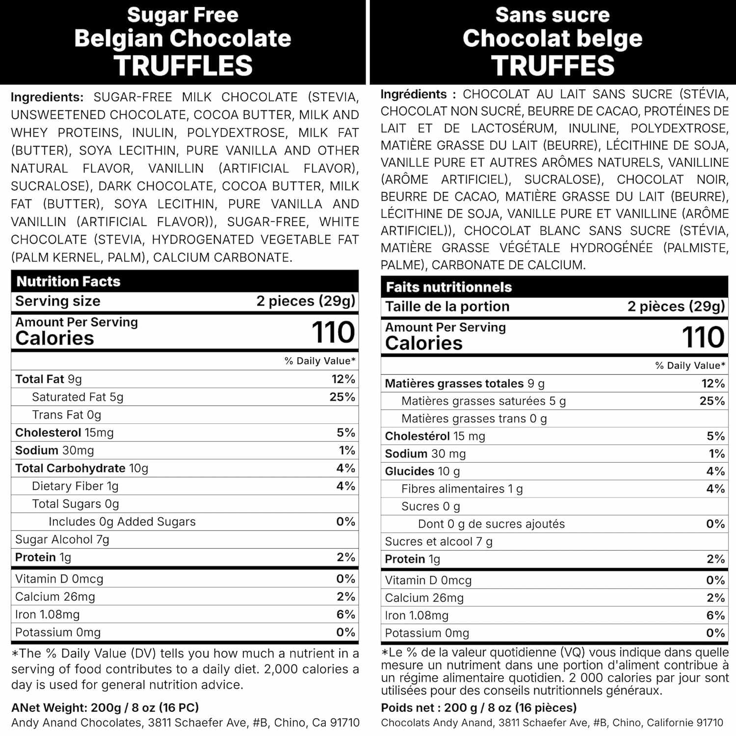 Andyanand Food & Beverages > Desserts & Sweets > Chocolate > Sugar Free Andy Anand Sugar-Free Chef Collection Belgian Chocolate Truffles, 15 pc – 60% Cacao, Diabetic-Friendly, Birthday & Valentine's Gift Box Chef Collection Sugar-Free Truffles 15 pc | Nationwide