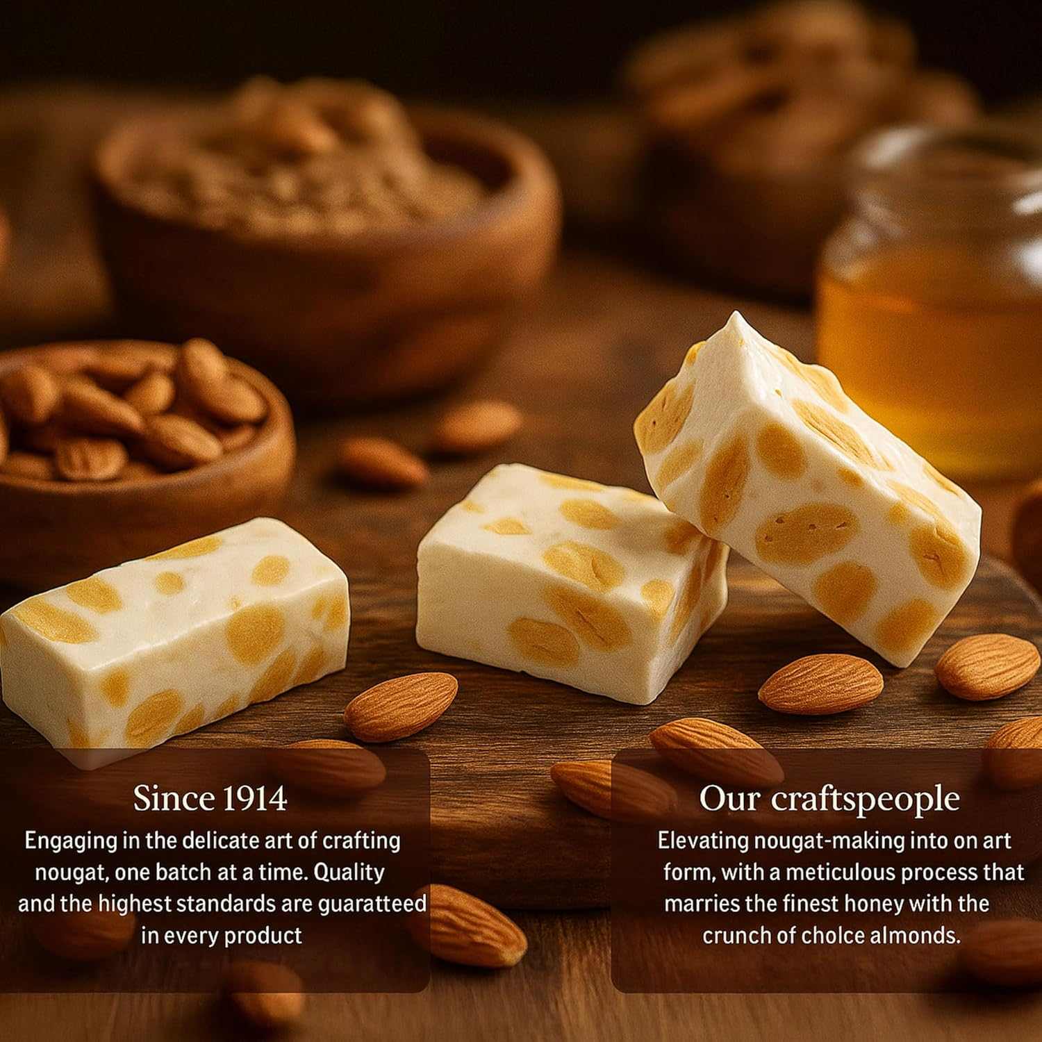 Andy Anand sugar and gluten-free almond brittle nougat, 7 oz, diabetic friendly, European candy, unforgettable flavor.