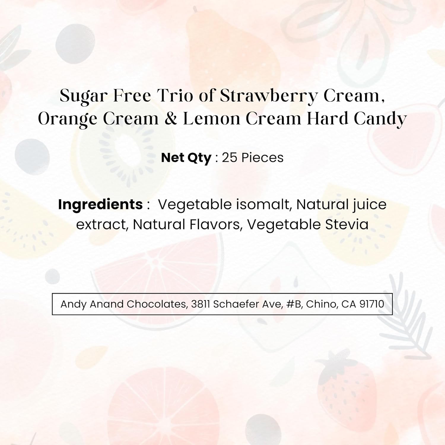 Andyanand Food & Beverages > Confectionery > Hard Candy > Sugar-Free Andy Anand Sugar-Free Trio Hard Candy, 25 pc – Strawberry, Orange & Lemon, European Imported, Keto & Diabetic-Friendly Gourmet Gift Box Sugar-Free Trio Hard Candy 25 pc | Nationwide