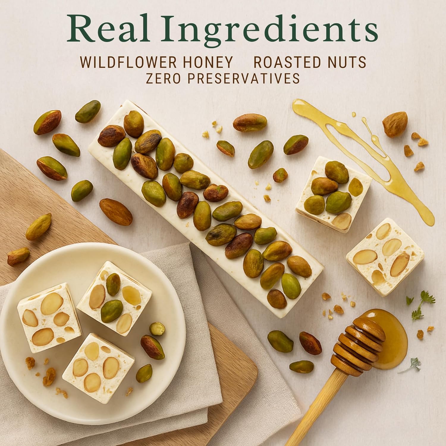 roasted pistachios nougat brittle snacks