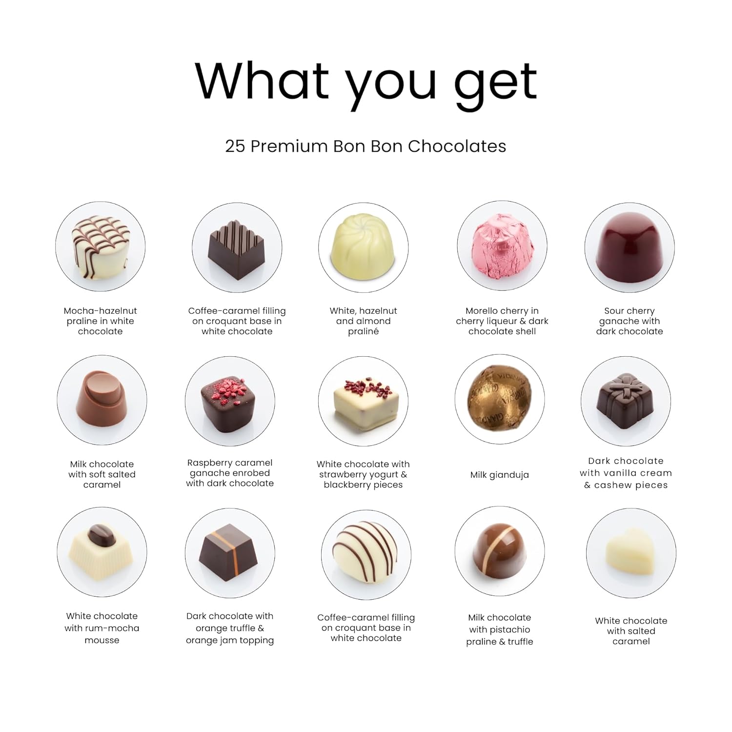 Andy Anand Chocolates Food & Beverages > Desserts & Sweets > Chocolate Andy Anand Premium Bon Bon Chocolate Collection, 25 pc – Truffles, Pralines, Pistachio Cream, Mint & Tiramisu, Birthday & Holiday Gift Box Chocolate Truffles Bonbon Praline Box | Nationwide