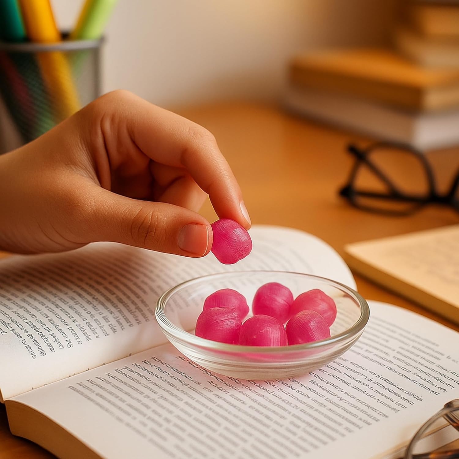 Sugar-free elderberry hard candies by Andy Anand, 25 pcs, flown from Europe, gluten-free, keto-friendly, ideal for studying.