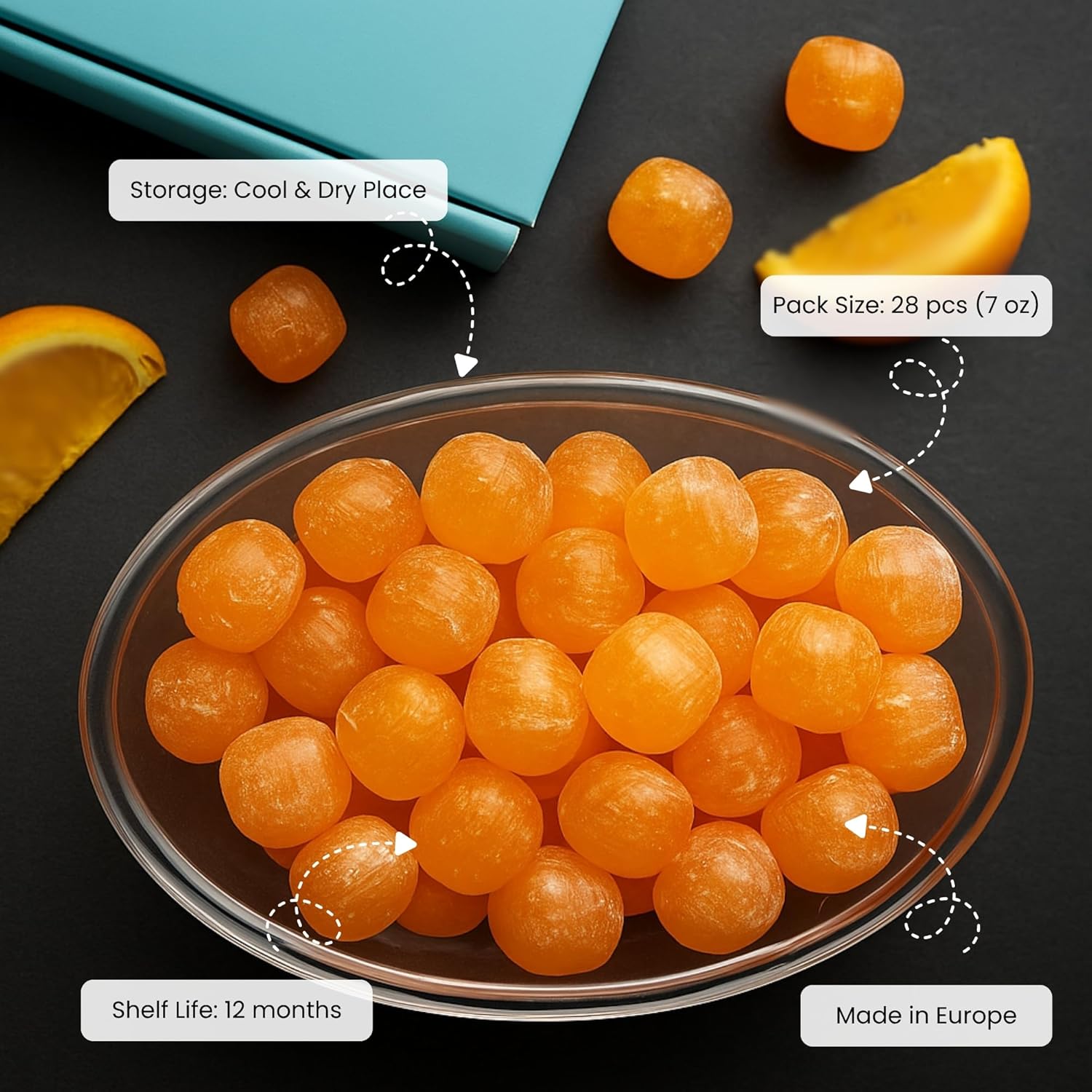 Andyanand Food & Beverages > Confectionery > Hard Candy > Sugar-Free Andy Anand Sugar-Free Sour Orange Hard Candy, 28 pc, 7 oz – Copper-Kettle Boiled, Keto & Diabetic-Friendly, Gluten-Free Gourmet Gift Box Sugar-Free Sour Orange Hard Candy 28 pc | Nationwide