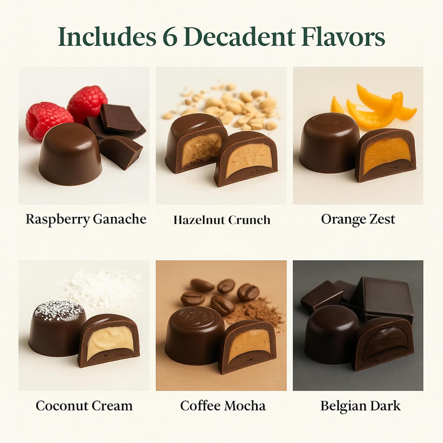 Andyanand Food & Beverages > Desserts & Sweets > Chocolate > Sugar Free Andy Anand Sugar-Free Belgian Chocolate Truffles, 24 pc, 60% Cacao – Espresso, Hazelnut, Strawberry, Coconut, Cherry & Orange, Keto Gift Sugar-Free Belgian Truffles 24 pc | 6 Flavors, Nationwide