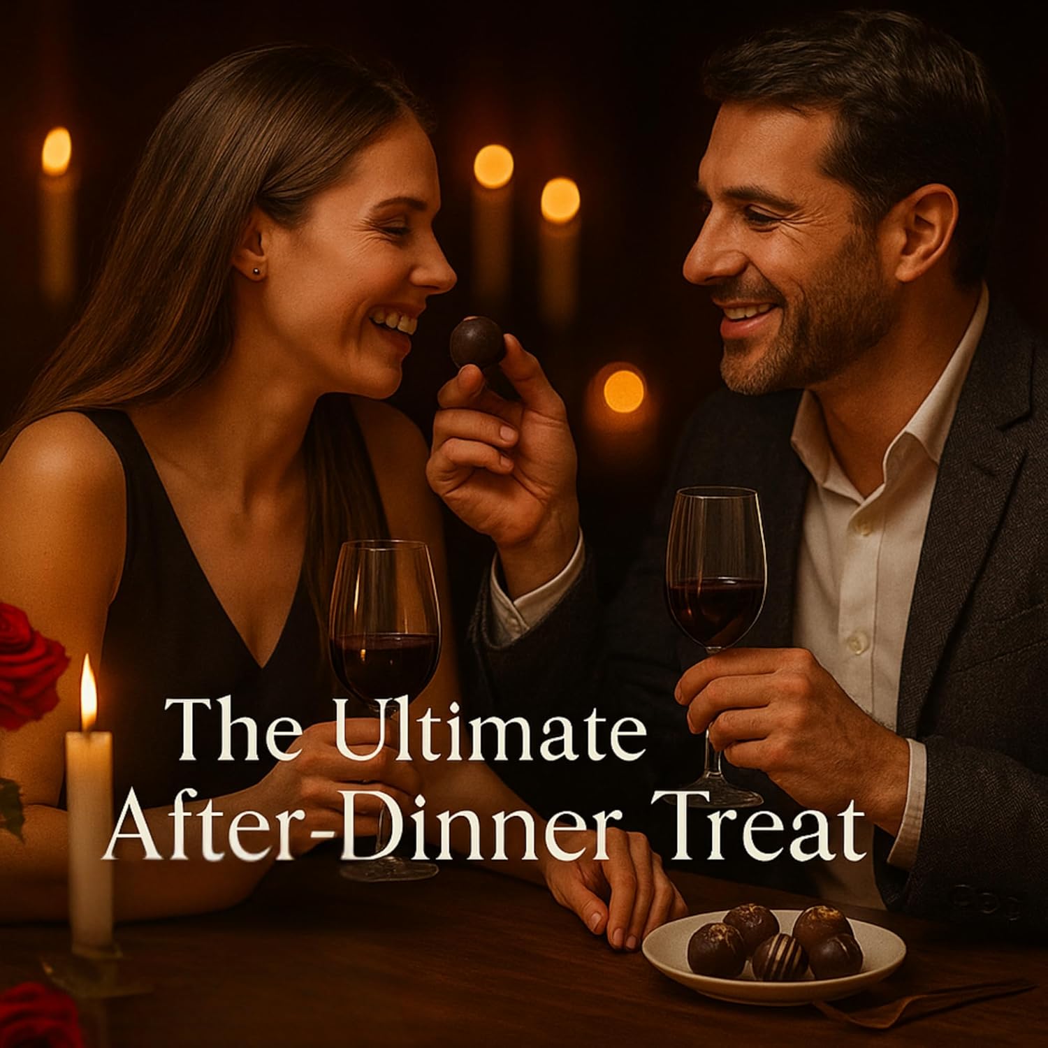 Andy Anand gluten-free dark chocolate truffles, handcrafted, 16 pcs gift box, liqueur-filled gourmet after-dinner treat.