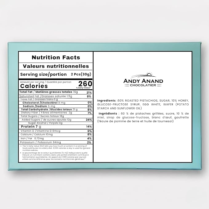 Z - Andy Anand Pistachos Almendra Brittle, Made in Italy - 14 Oz