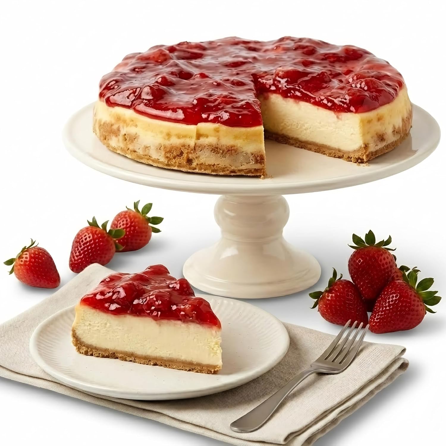 Andy Anand Delicioso pastel de queso con fresas sin gluten y sin azúcar, 9" - Disfrute de una felicidad cremosa (3.4 lbs)