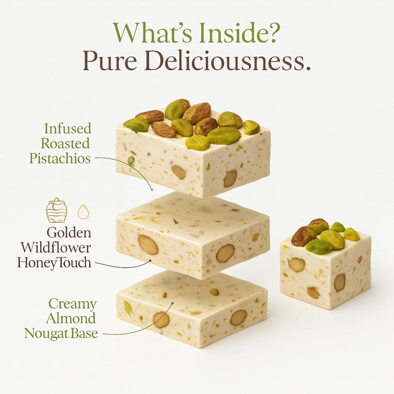 pistachios nougat with roasted pistachios Nutty