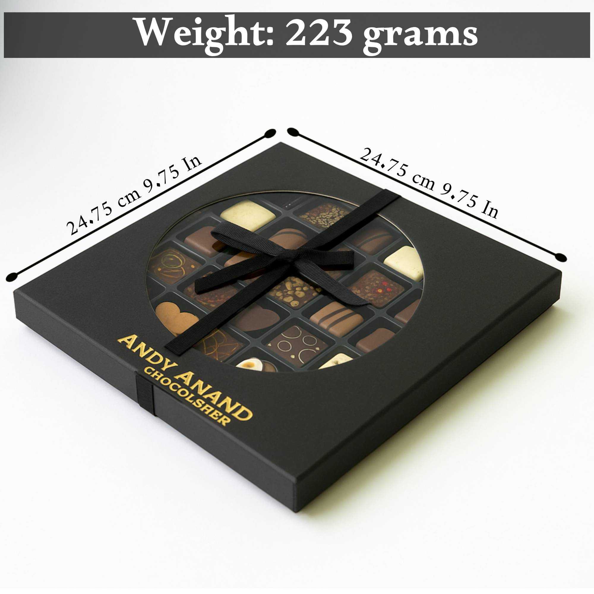 Andy Anand Chocolates Food & Beverages > Desserts & Sweets > Chocolate Andy Anand Gourmet Belgian Chocolate Bonbons Gift Box, 25 pc – Assorted Bon Bon Collection, European Craftsmanship, Birthday & Holiday Gift Belgian Chocolate Truffles 25 pc 7.8 oz | Nationwide