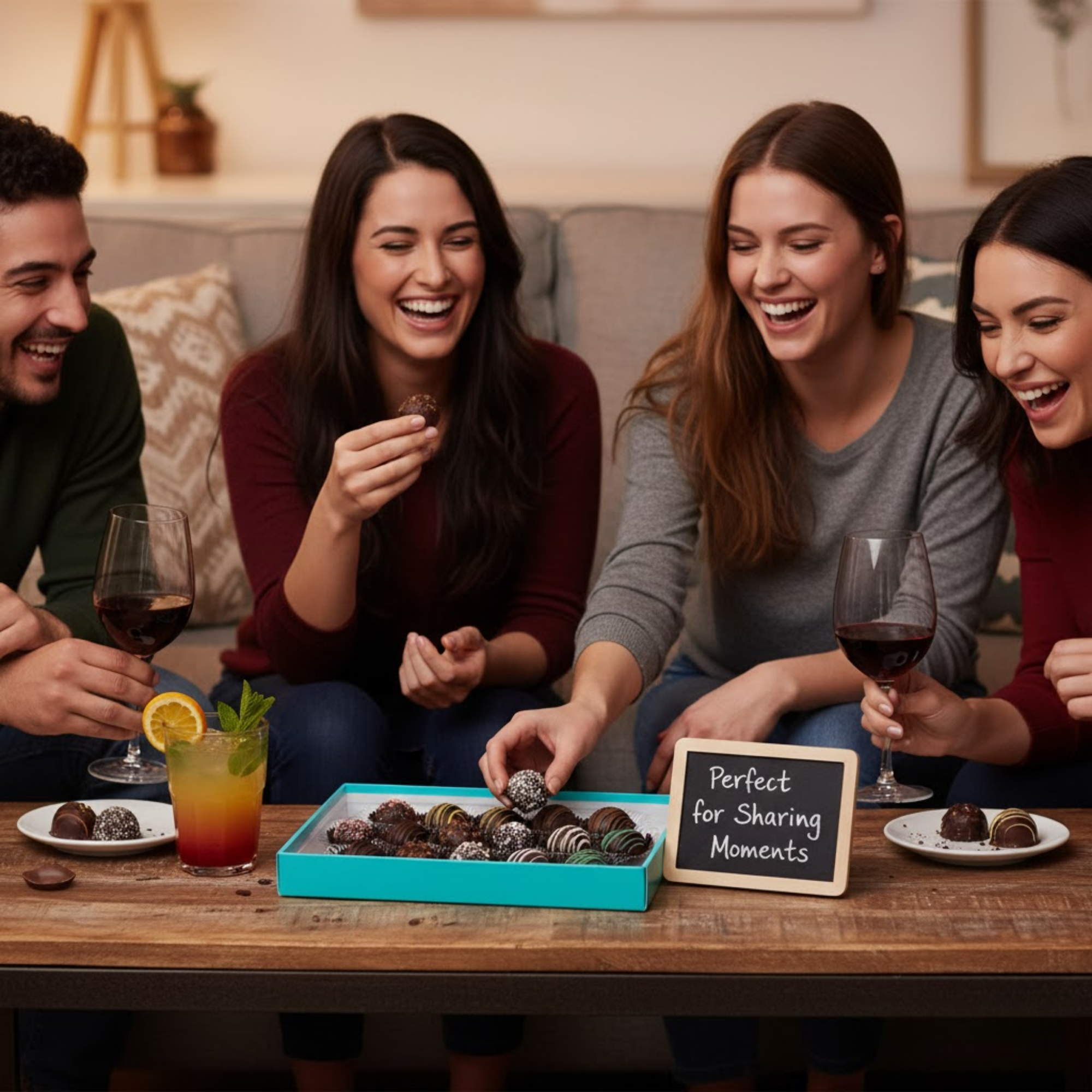 Andyanand Food & Beverages > Desserts & Sweets > Chocolate Andy Anand Gluten-Free Belgian Dark Chocolate Truffles, 16 pc, 8 oz – Champagne, Rum, Amaretto & Black Forest, Birthday & Holiday Gift Liqueur Truffles 16 pc | Non-Alcoholic, Ships Nationwide