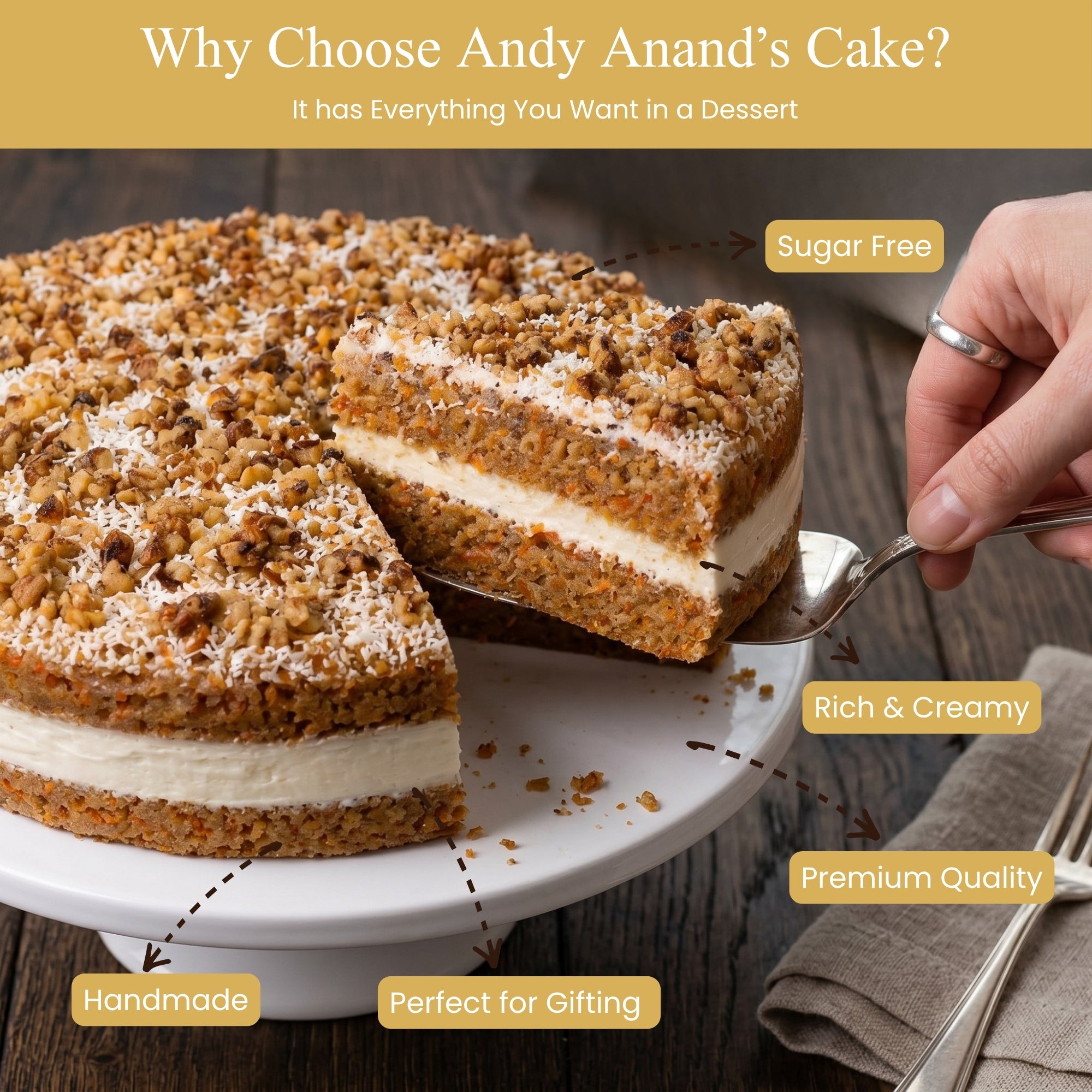 Andy Anand Pastel de zanahoria sin azúcar - 3.2 lbs