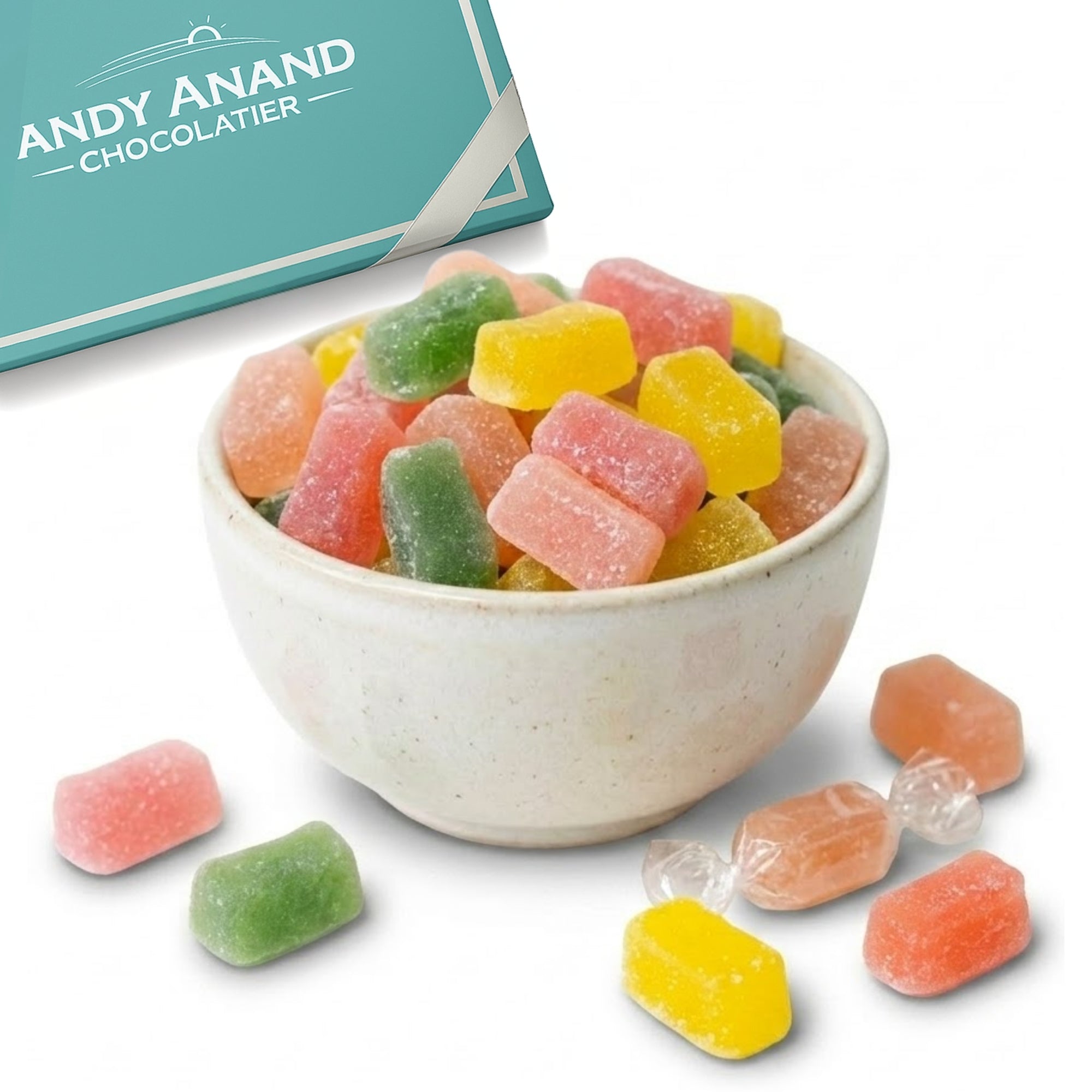 Andy Anand Gomitas sin azúcar hechas con Agar Agar y endulzadas con Stevia, sabores variados increíbles y deliciosos, 7 oz