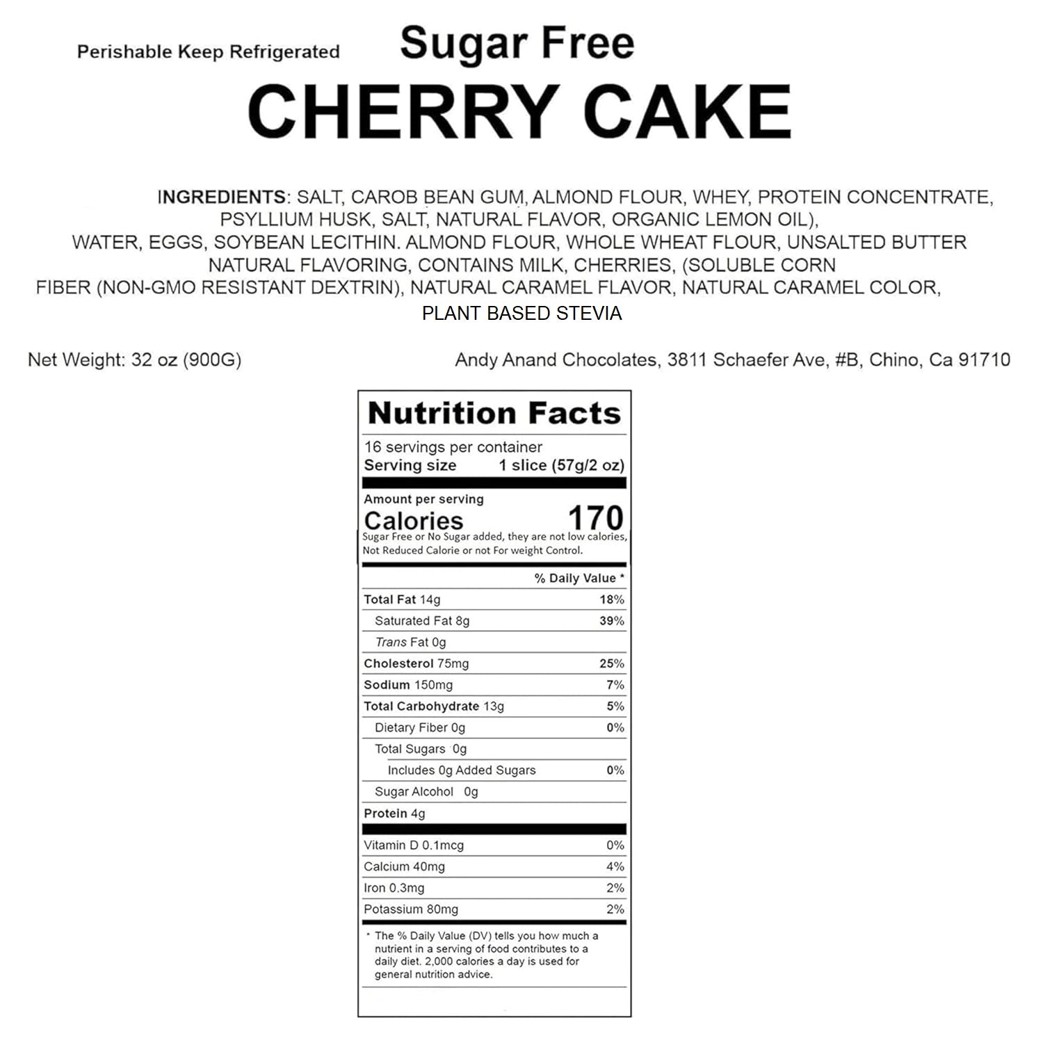 Andy Anand Chocolates Food & Beverages > Desserts & Sweets > Cakes > Sugar-Free Cakes Andy Anand Sugar-Free Dunked Cherry Cake, 9-Inch, 2.9 lb – Keto & Diabetic-Friendly, Cherry Juice Soaked, No Preservatives Birthday Gift Sugar-Free Dunked Cherry Cake | Keto & Diabetic-Friendly