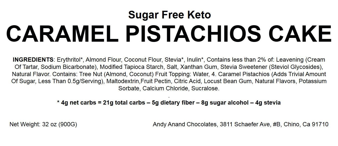 Caramel Pistachios Cake Sugar Free Keto Caramel Pistachios Cake 9" - Amazing Fresh Bakeries That Deliver Sugar Free Cakes, Irresistible Creation (2 lbs)