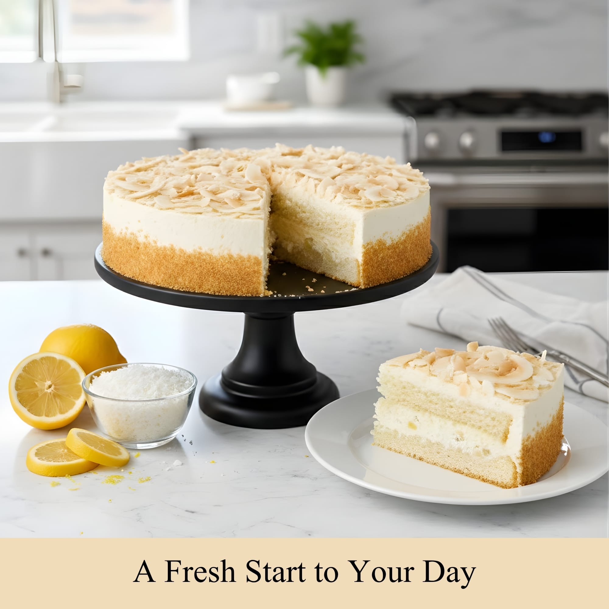 Andyanand Food & Beverages > Desserts & Sweets > Cakes > Gluten-Free Cakes Andy Anand Lemon Coconut Cake, 9-Inch, 2.9 lb – Gluten-Free & Dairy-Free, Fresh Meyer Lemon & Toasted Coconut, Birthday & Holiday Gift Gluten-Free Dairy-Free Lemon Coconut Cake | Ships Nationwide
