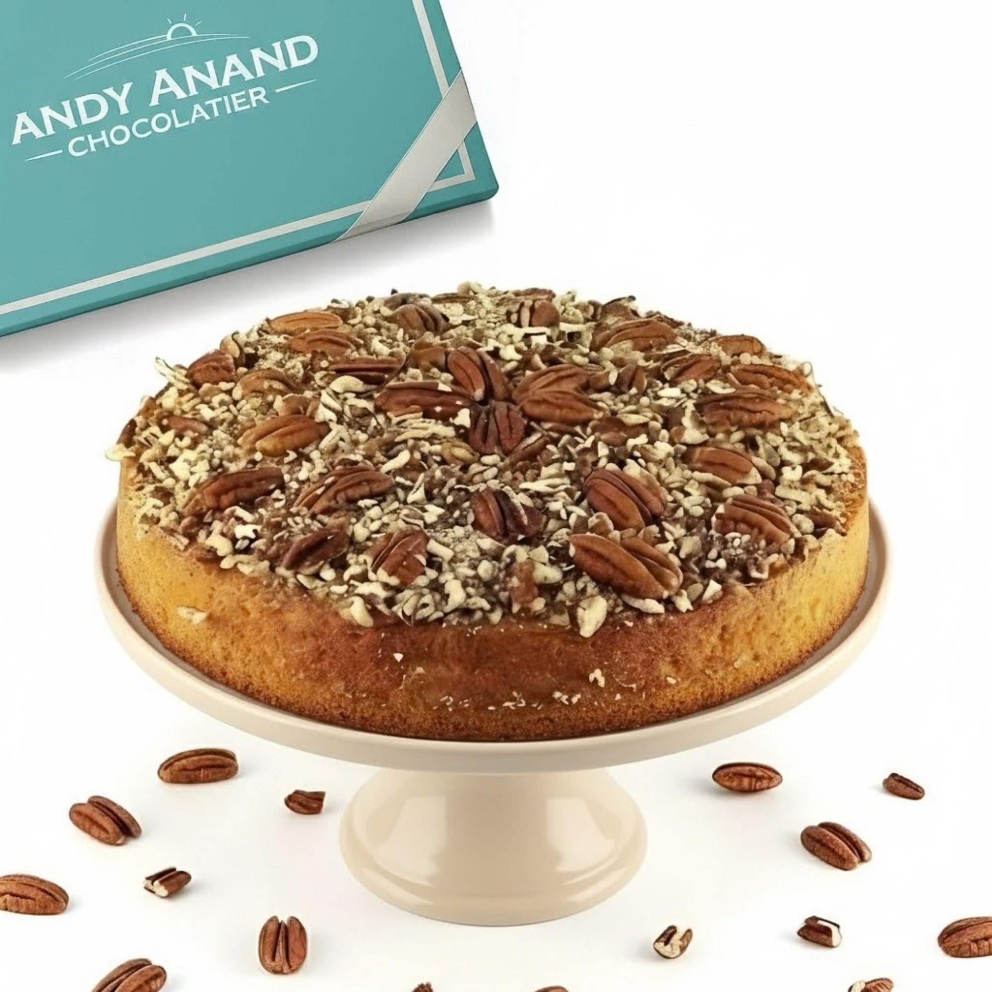 Andy Anand Chocolates Food & Beverages > Desserts & Sweets > Cakes > Sugar-Free Cakes Andy Anand Sugar-Free Gluten-Free Caramel Pecan Cake, 9-Inch, 2.8 lb – Keto & Diabetic-Friendly, Natural Sweetener, Birthday Gift Box Sugar-Free Gluten-Free Caramel Pecan Cake | Keto