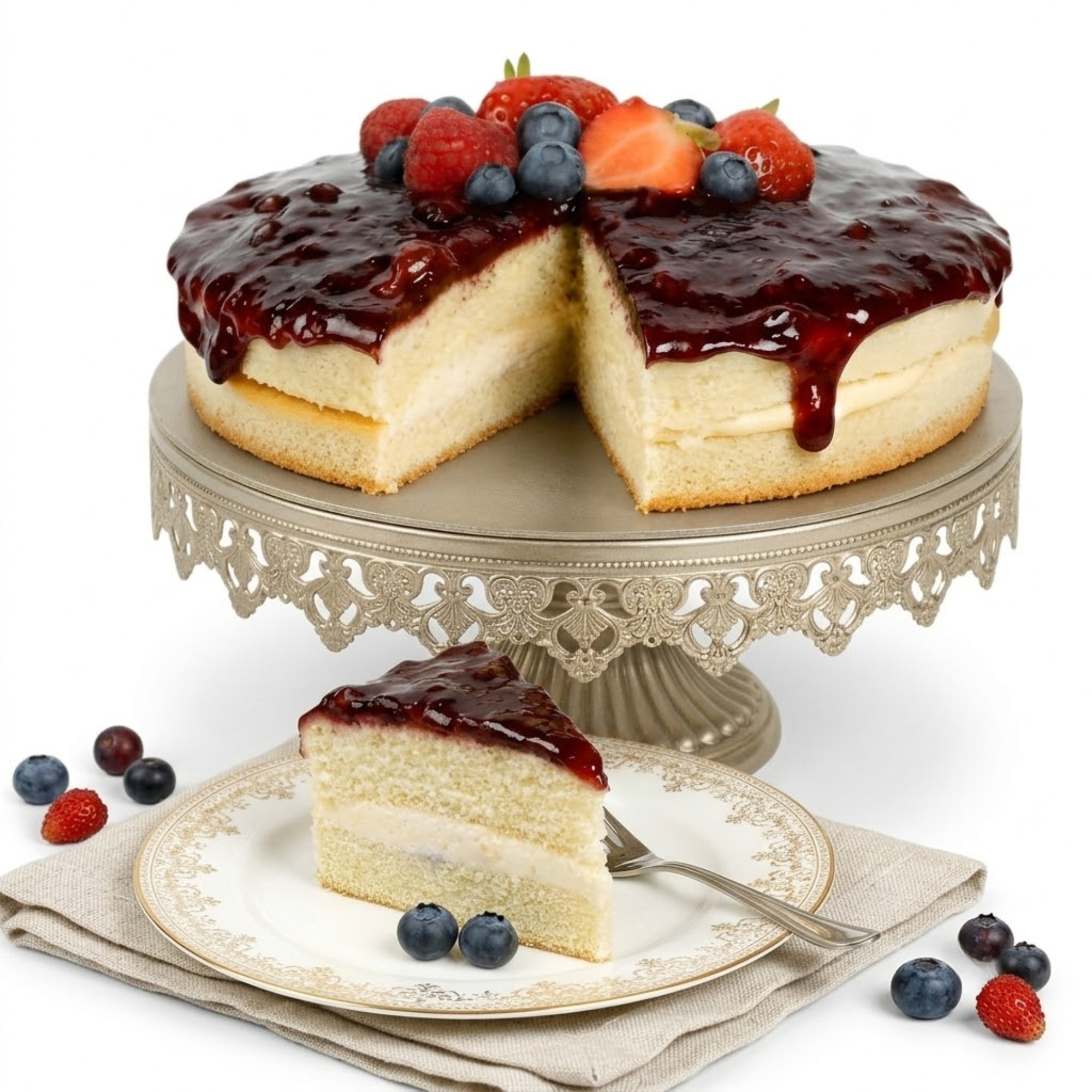 Gâteau aux bleuets trempés sans sucre Andy Anand (2,5 lb) Savourez le goût incroyable d'un gâteau aux bleuets trempés classique sans sucre ! Parfait pour des célébrations sans culpabilité