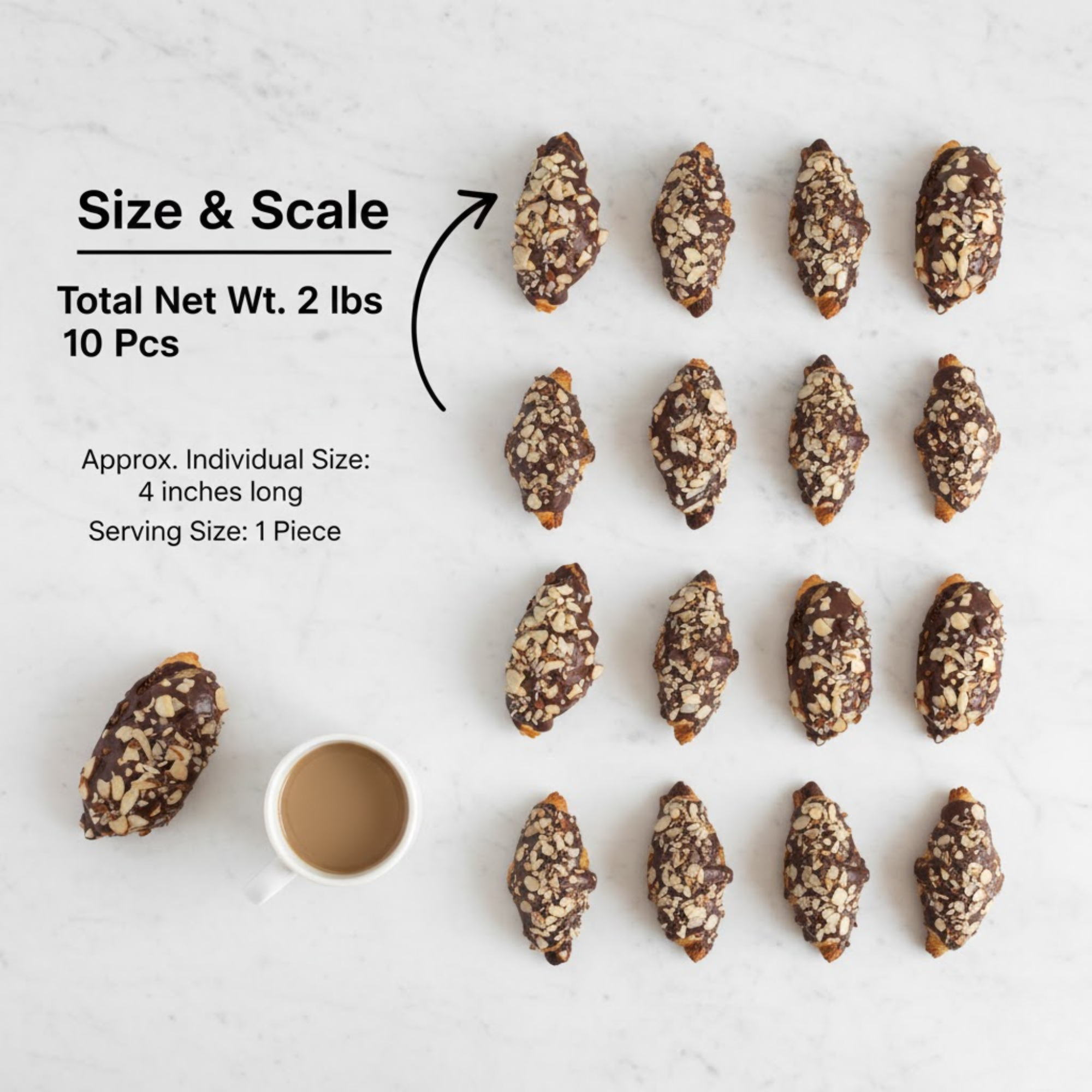 Andy Anand Chocolates Food & Beverages > Desserts & Sweets > Cakes > Sugar-Free Cakes Andy Anand Dark Chocolate Almond Croissant Cake, 10 pc, 2 lb – Hand-Baked, Buttery Flaky Pastry, Toasted Almonds, Gourmet Birthday Gift Box Dark Chocolate Almond Croissants (10 pc) | SoCal Bakery