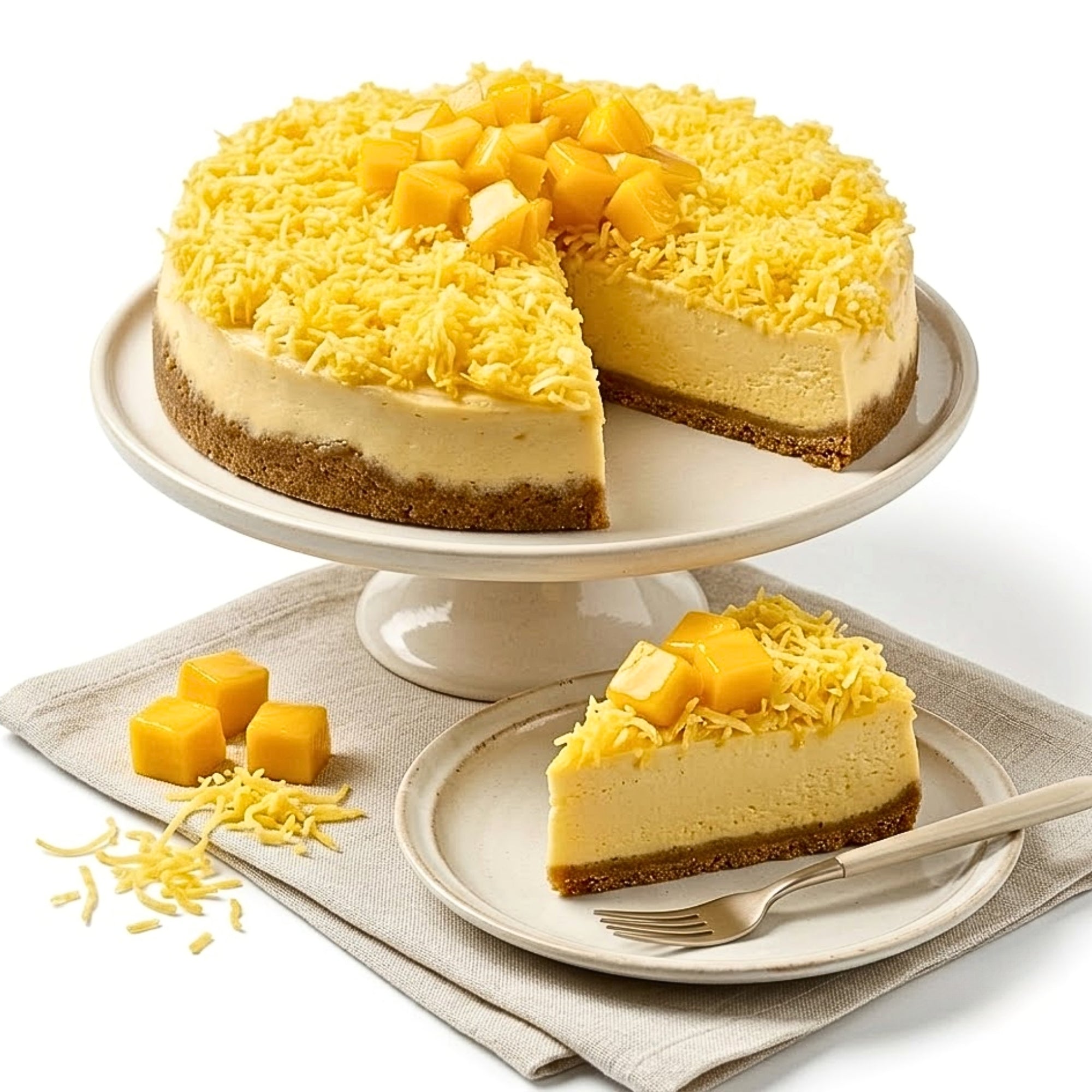 Andy Anand Mango Cheesecake 9" - Hecho de manera tradicional - Pastel de queso que se derrite en la boca (2 lbs)