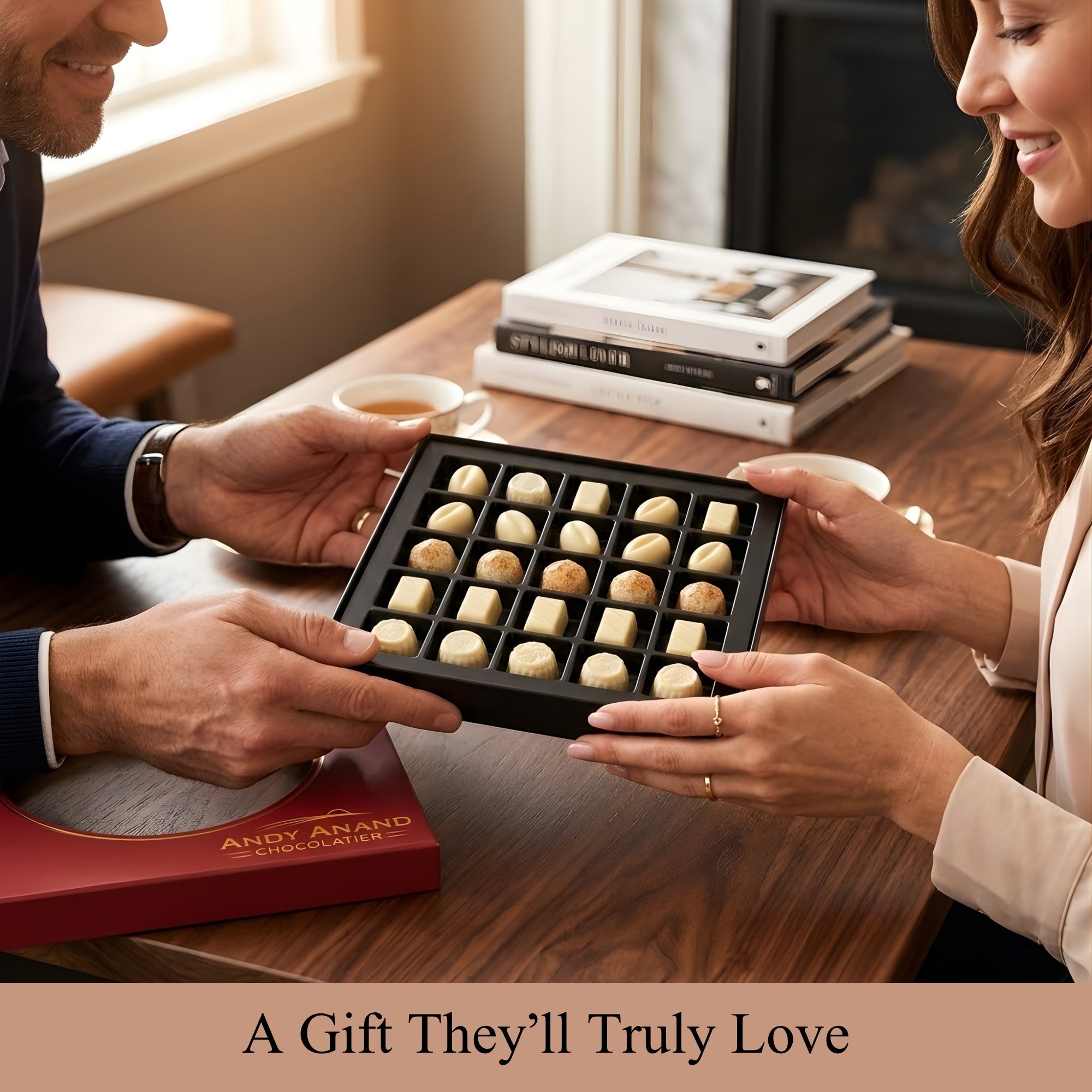 Andyanand Food & Beverages > Desserts & Sweets > Chocolate > Sugar Free Andy Anand Sugar-Free Belgian White Chocolate Truffles & Pralines, 25 pc, 10.5 oz – Stevia Sweetened, Keto & Diabetic-Friendly Gift Box Sugar-Free White Chocolate Truffles 25 pc | Ships Nationwide