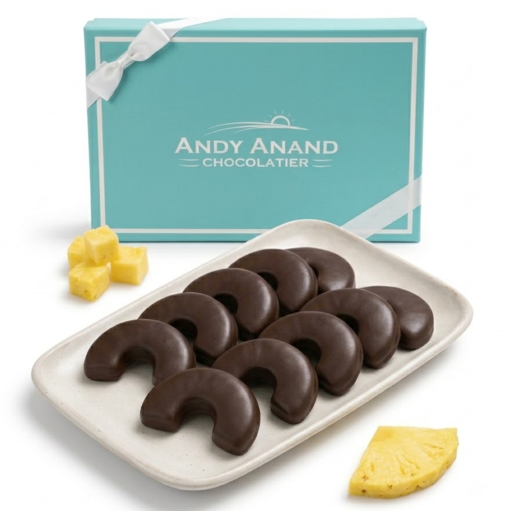 Andy Anand Sugar Free Dark Chocolate Pineapple Slices, 12oz – Keto Friendly, Diabetic Friendly, No Sugar Added, Gourmet Belgian Dark Chocolate Gift