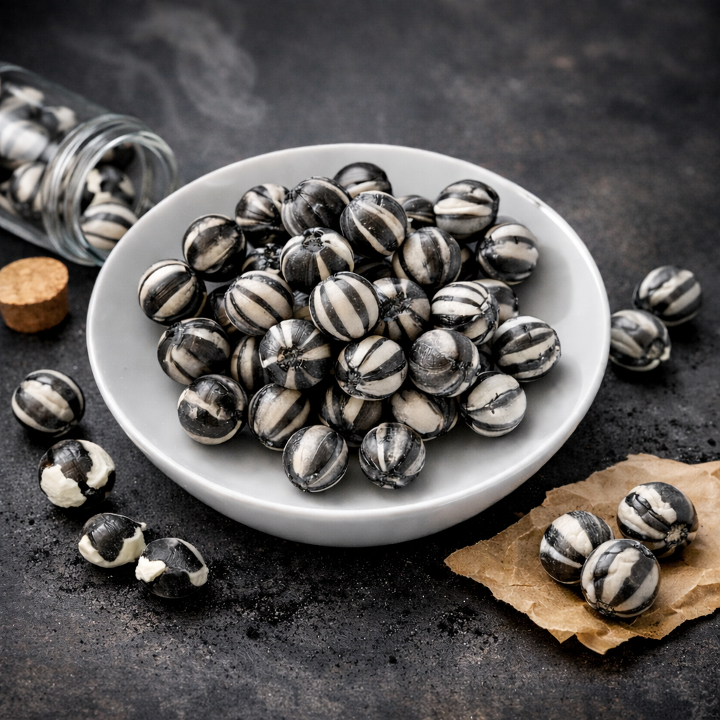 Low carb Sugar free black bulls eyes hard candy