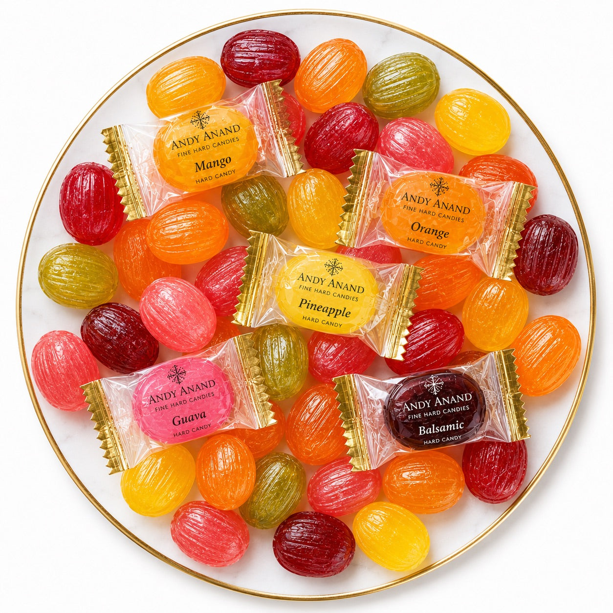 Andy Anand Sugar Free Hard Candy Assortment, 1 lb, Approx. 75 Individually Wrapped Fruity Discs, Stevia Sweetened, Non-GMO, Natural Flavors, Mango, Orange, Pineapple, Guava & Balsamic