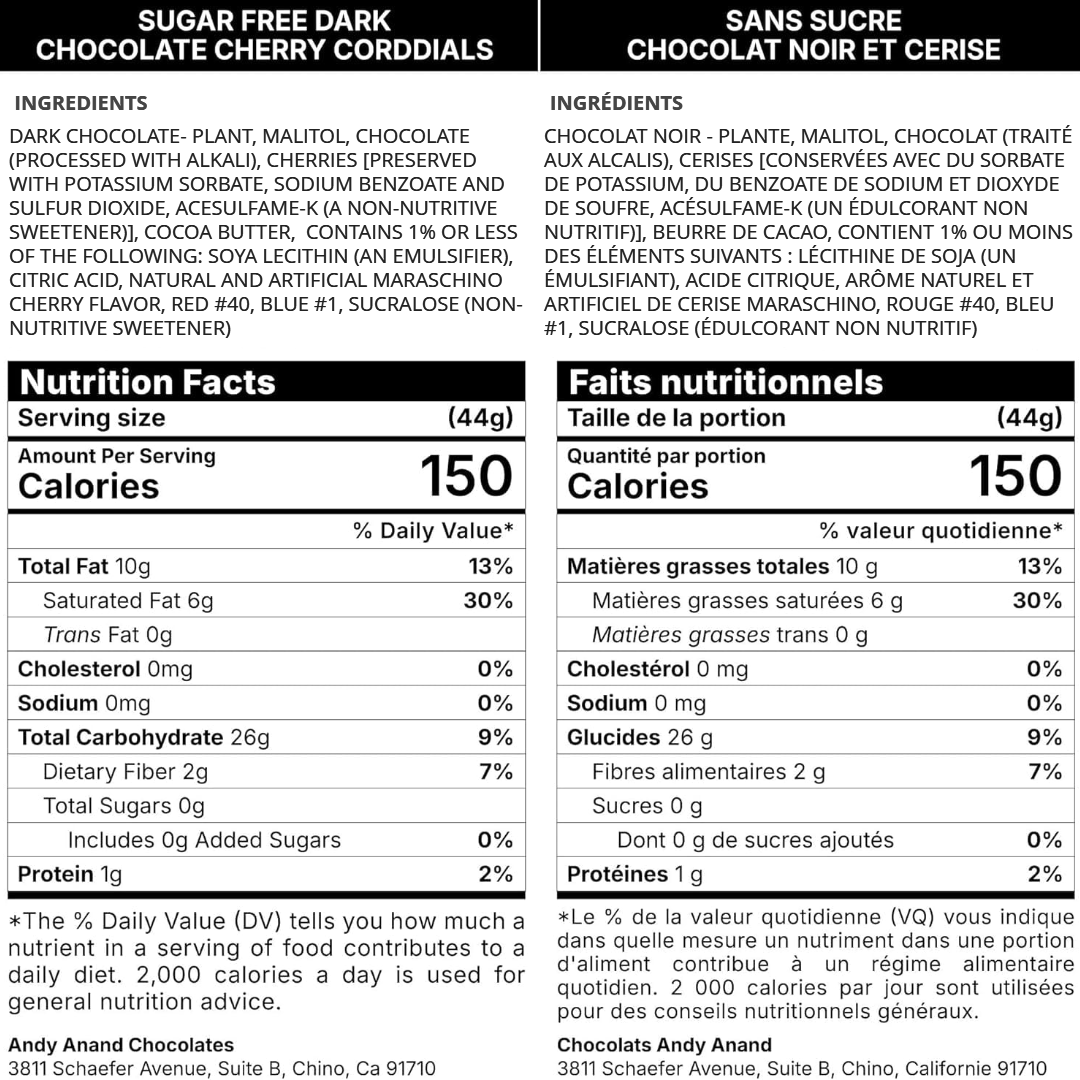 Andy Anand Chocolates Food & Beverages > Desserts & Sweets > Chocolate > Sugar Free Andy Anand Sugar-Free Dark Chocolate Cherry Cordials, 48 pc – Plant-Based, Liquid Center, Diabetic-Friendly, Vegan Chocolate Birthday Gift SF Vegan Dark Chocolate Cherry Cordial 24 pc