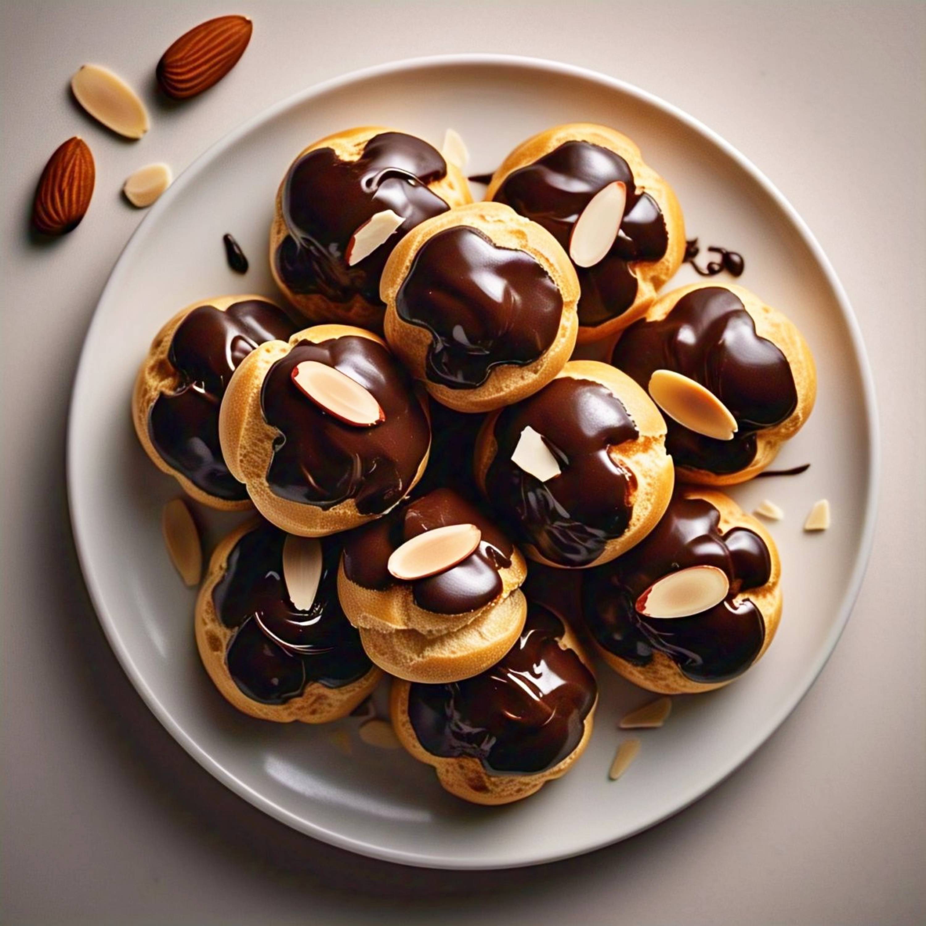 Fresh Dark Chocolate Profiterole french cream puffs