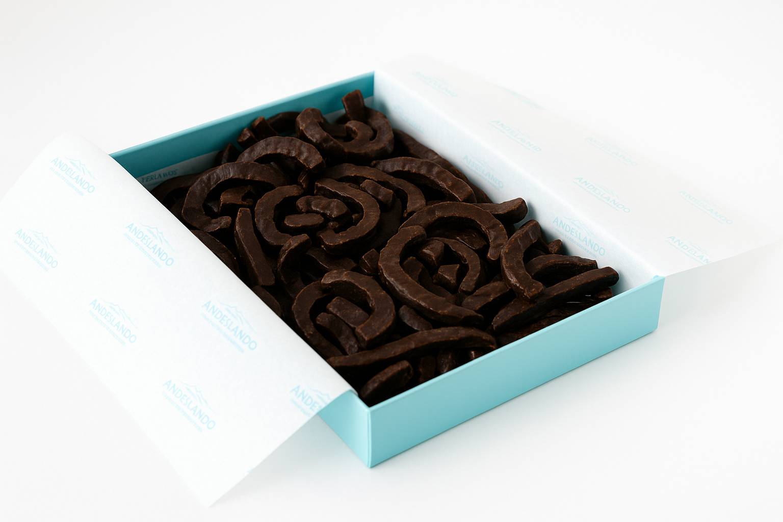Delicious Andy Anand Dark Chocolate Orange Peels 1 lb, presented in an elegant Andy Anand Chocolatier gift box.