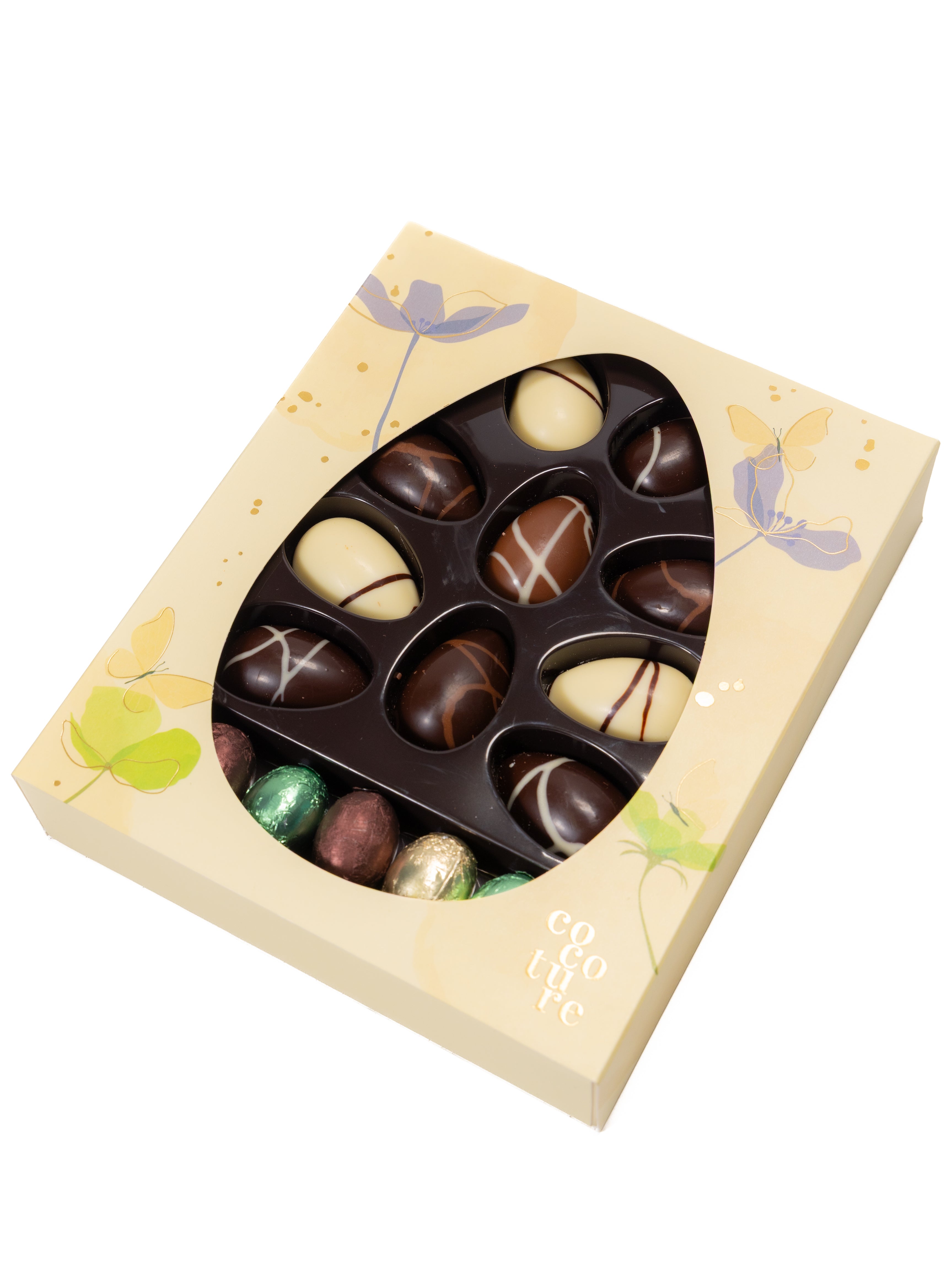 ANDY ANAND CHOCOLATIER Unwrap Easter Joy 20 delicious 60% cacao chocolate eggs filled with creamy praline. 10 foiled for hunts & 10 for snacking. Inspire imagination & sweet family memories and Fun 7 oz