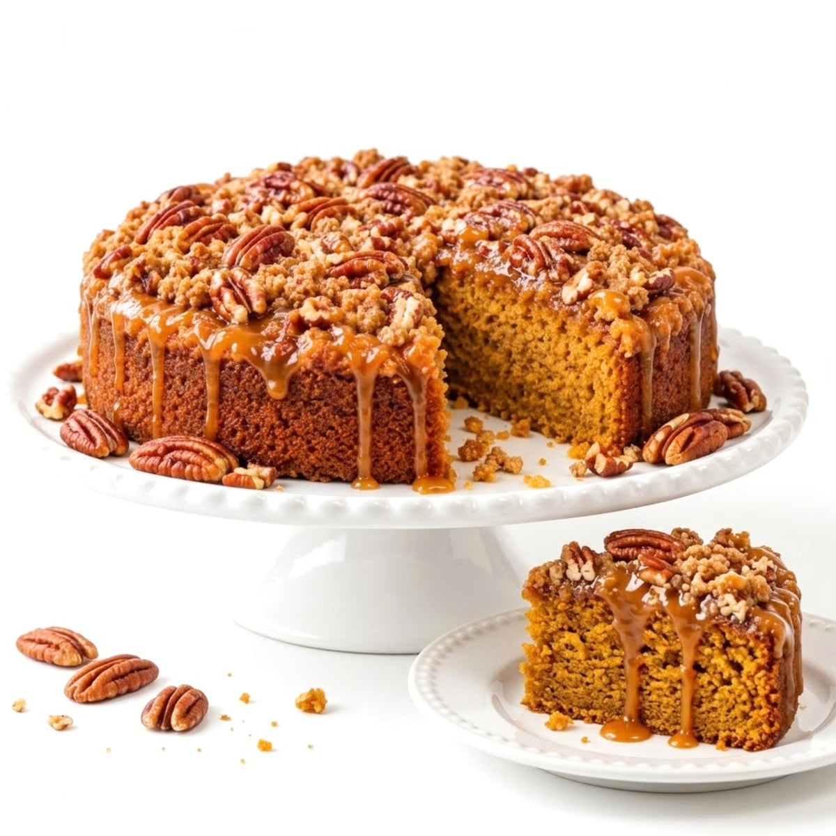 Andy Anand Sugar Free Caramel Pecan Pumpkin Cake 9" 2.9 lb, No Sugar Added, Stevia Sweetened, Keto & Diabetic Friendly, Fresh Baked Fall Gourmet Gift