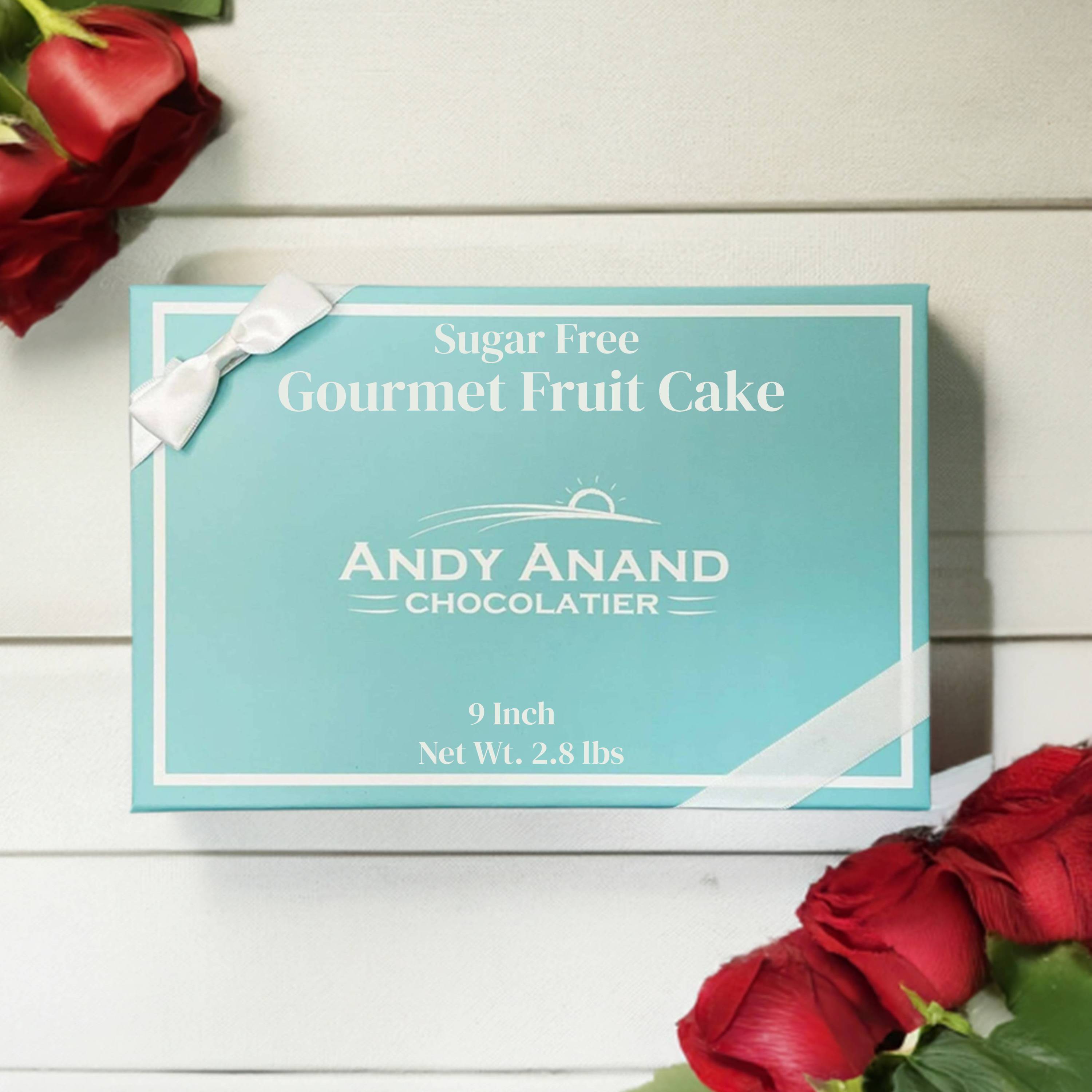 Andy Anand Sugar Free Keto Fruit Cake 9"-2.8 Lbs, Gift Box, Amazing-Decadent Hand Made, Diabetic Friendly with no sugar added