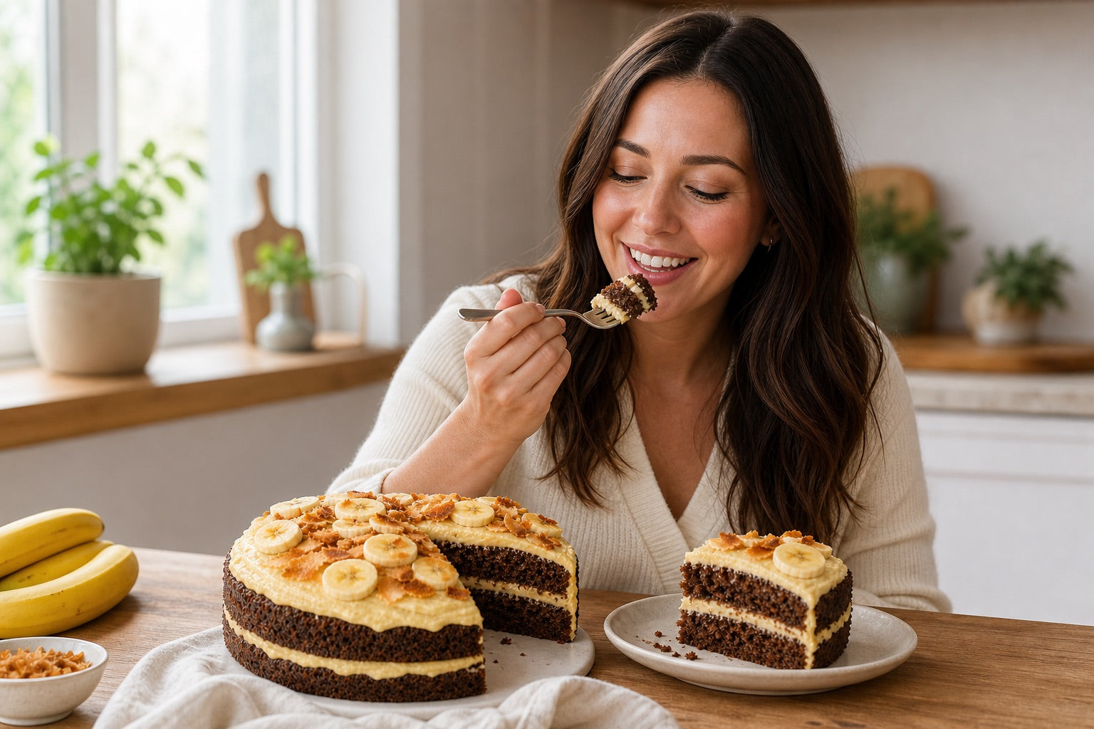 Andy Anand Sugar Free Chocolate Banana Coconut Cake: No Sugar Added, Low Carb Keto Friendly Dessert. Gourmet Diabetic Friendly Chocolate Cake with Real Banana Cream Frosting & Ganache. Ships Fresh, 2.8lb