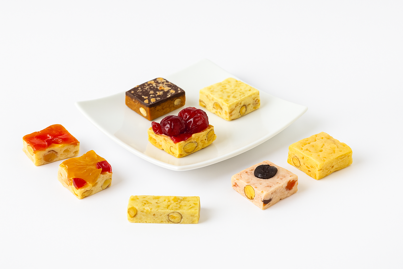 Andy Anand Luxury Italian Nougat Brittle 22 Pieces, Almond, Pistachio, Cherry, Citrus, A Delicious and Traditional Treat, 7Oz