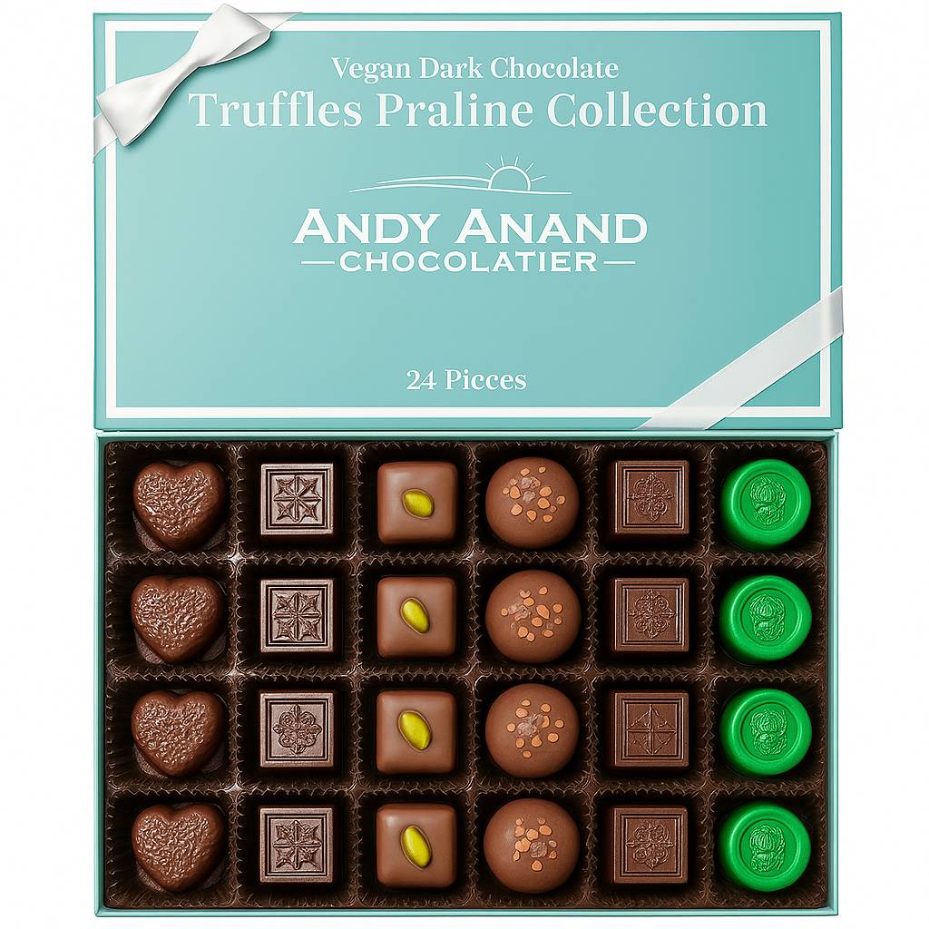 Dark Chocolate Truffles Gluten Free Vegan Dark Chocolate 24 Pcs, Truffles Gift Box for Holiday Parties, Christmas, Birthday, Valentines Day