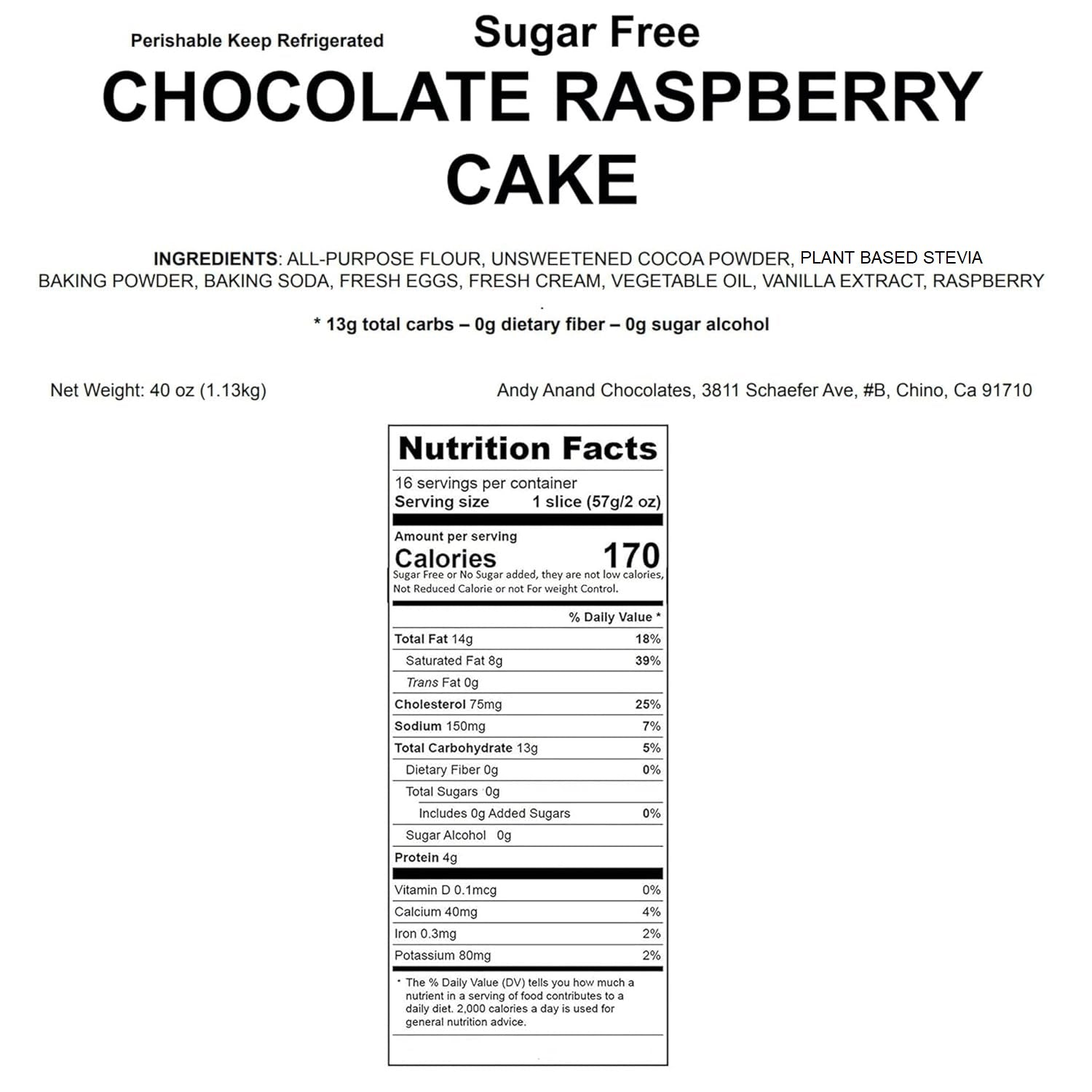Andy Anand Chocolates Food & Beverages > Desserts & Sweets > Cakes > Sugar-Free Cakes Andy Anand Sugar-Free Chocolate Raspberry Coconut Cake, 9-Inch, 2.8 lb – Chocolate Truffles, Diabetic-Friendly Birthday & Anniversary Gift Sugar-Free Raspberry Chocolate Coconut Cake | Nationwide
