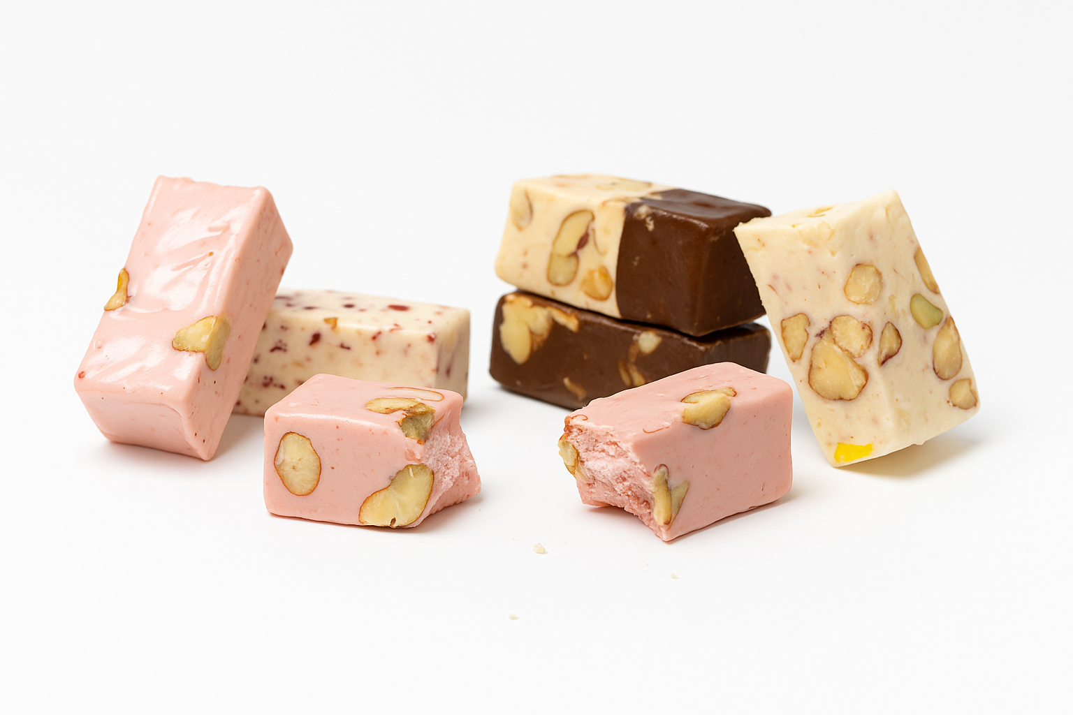Andy Anand Chocolates Food & Beverages > Desserts & Sweets > Nougat Andy Anand Roasted Almond Soft Nougat Brittle, 28 pc, 7 oz – European Turron Style, Gluten-Free, All-Natural, Birthday & Holiday Gift Box Roasted Almond Soft Nougat Brittle 28 pc | Nationwide
