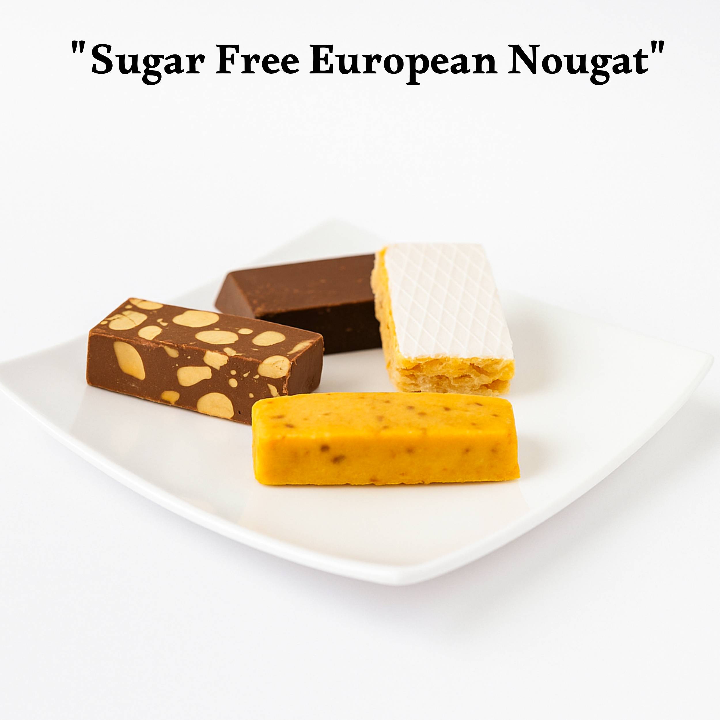 Assortiment de nougat sans sucre Andy Anand, sans gluten - 4 délicieuses saveurs de nougat aux amandes tendres et onctueux (16 pièces) - Fabriqué en Europe 7 oz - Lot de 2