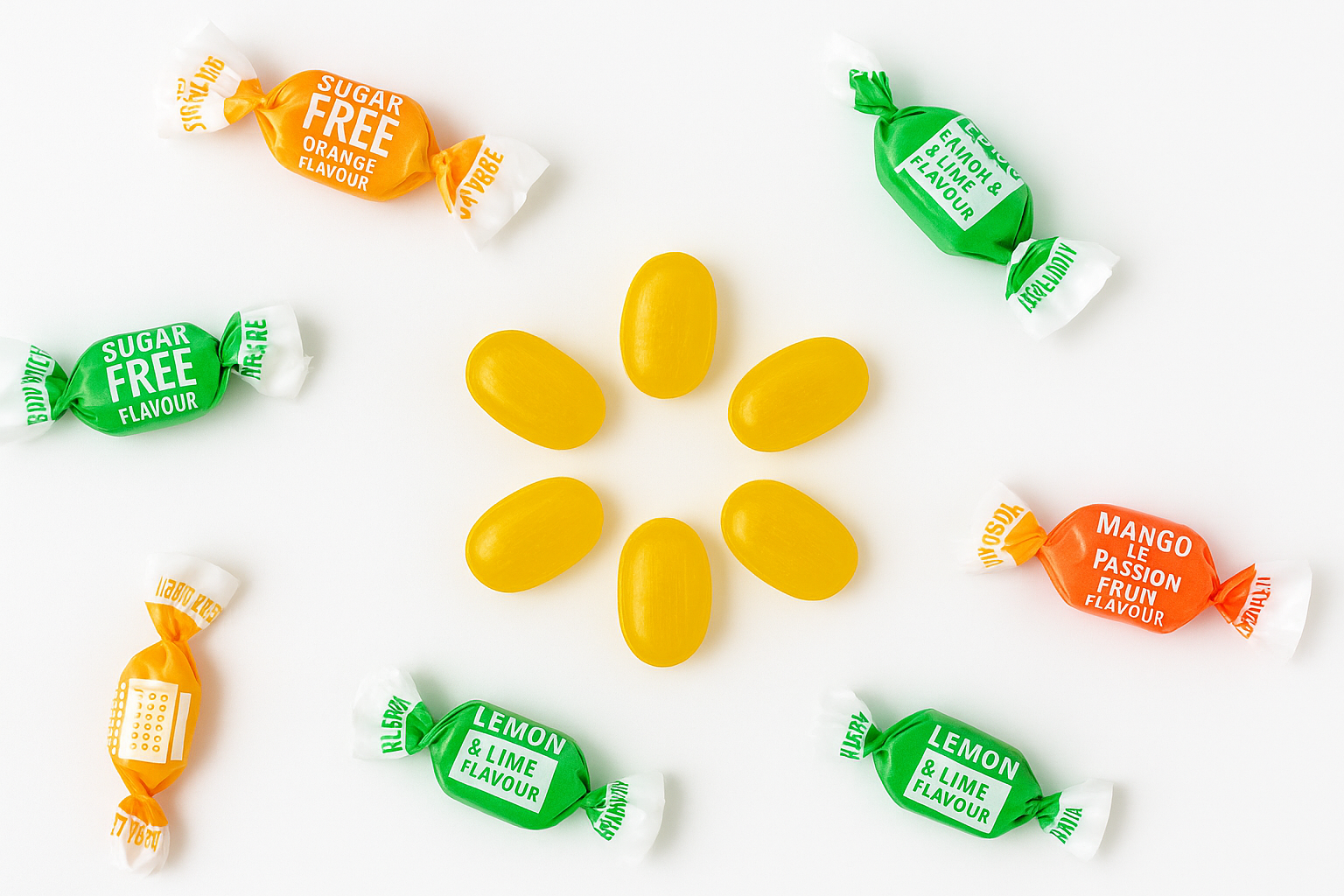 Andy Anand 55 pcs Sugar Free & Gluten Free Ginger Candy mango, orange & lemon flavors, beautifully arranged for gifting.