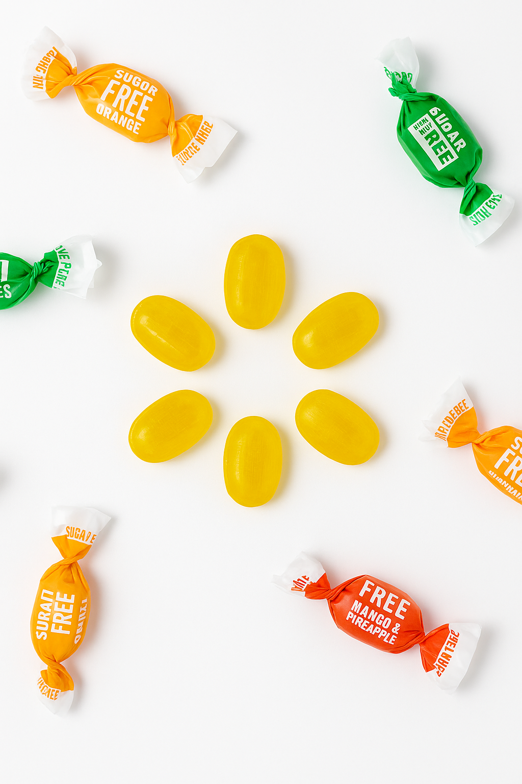 Andy Anand 110 Pc Sugar Free Ginger Candy with great tasting 3 Flavors Orange, Mango & Lemon Made In Italy, Imported Sugar Free Hard Candy - Delicious and Healthy 7 Oz - 2 Pack (Shipped Free)