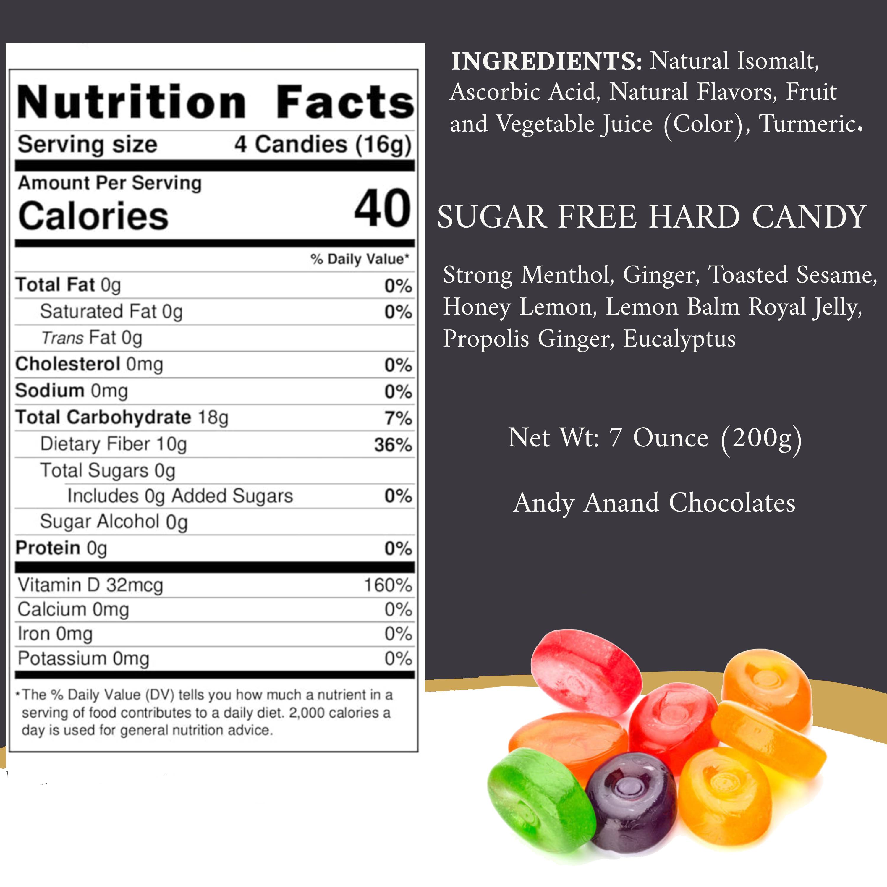 Sugar Free Herbal Candy Sugar Free Herbal & Wellness Candy vegan candies - ingredients, nutrition facts & Calories details