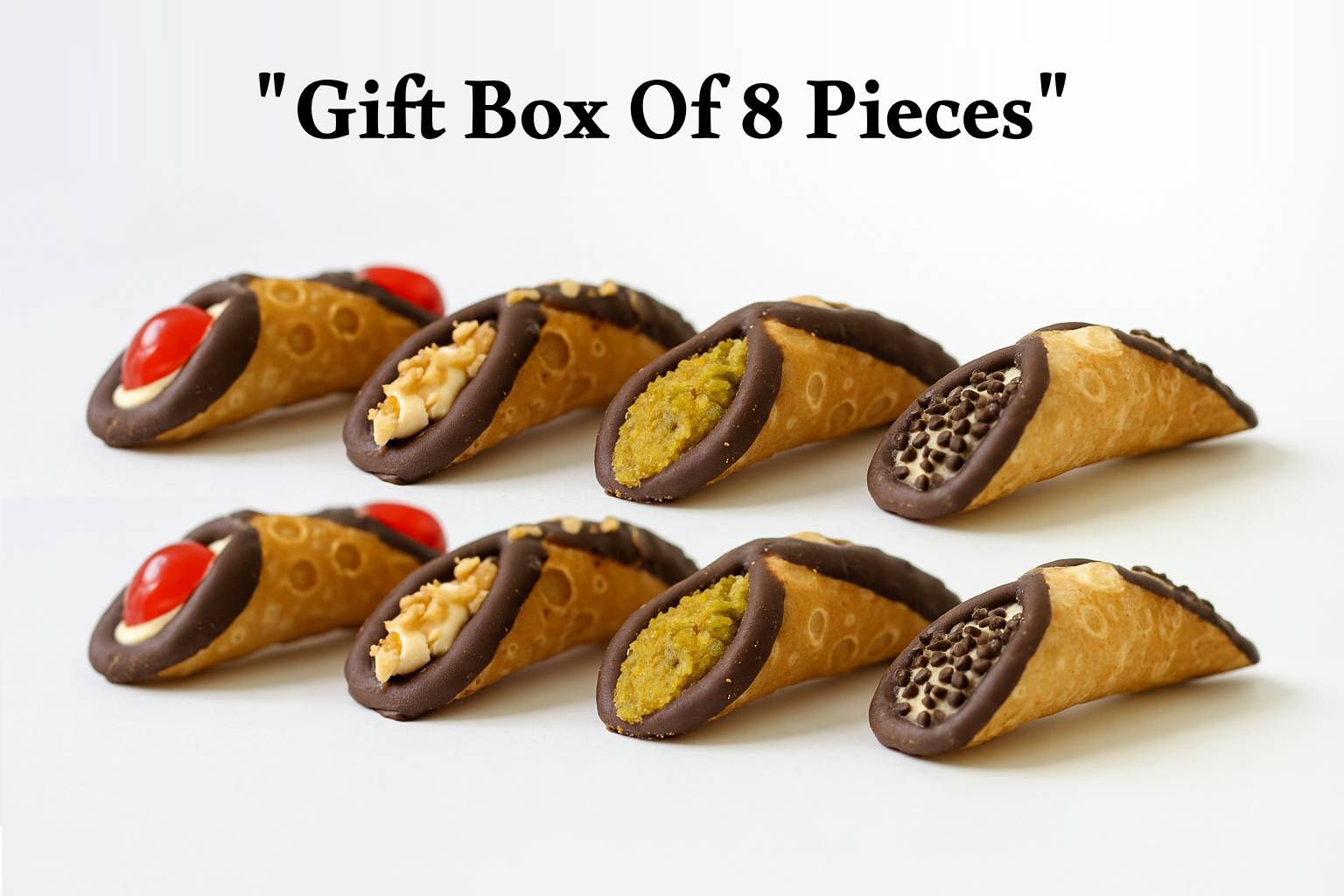 Andy Anand Sugar Free Chocolate Cannoli, 4 Flavors 8 pcs, Flown Fresh From Italy, Sicilian Cannoli: A Traditional Italian Dessert (10.5 Oz)
