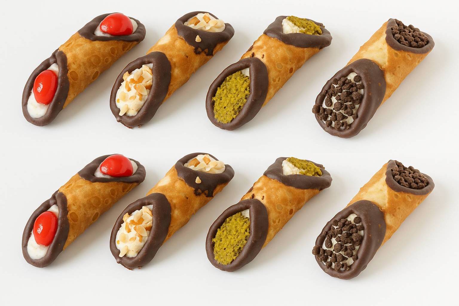 Andy Anand Sugar Free Chocolate Cannoli, 4 Flavors 8 pcs, Flown Fresh From Italy, Sicilian Cannoli: A Traditional Italian Dessert (10.5 Oz)