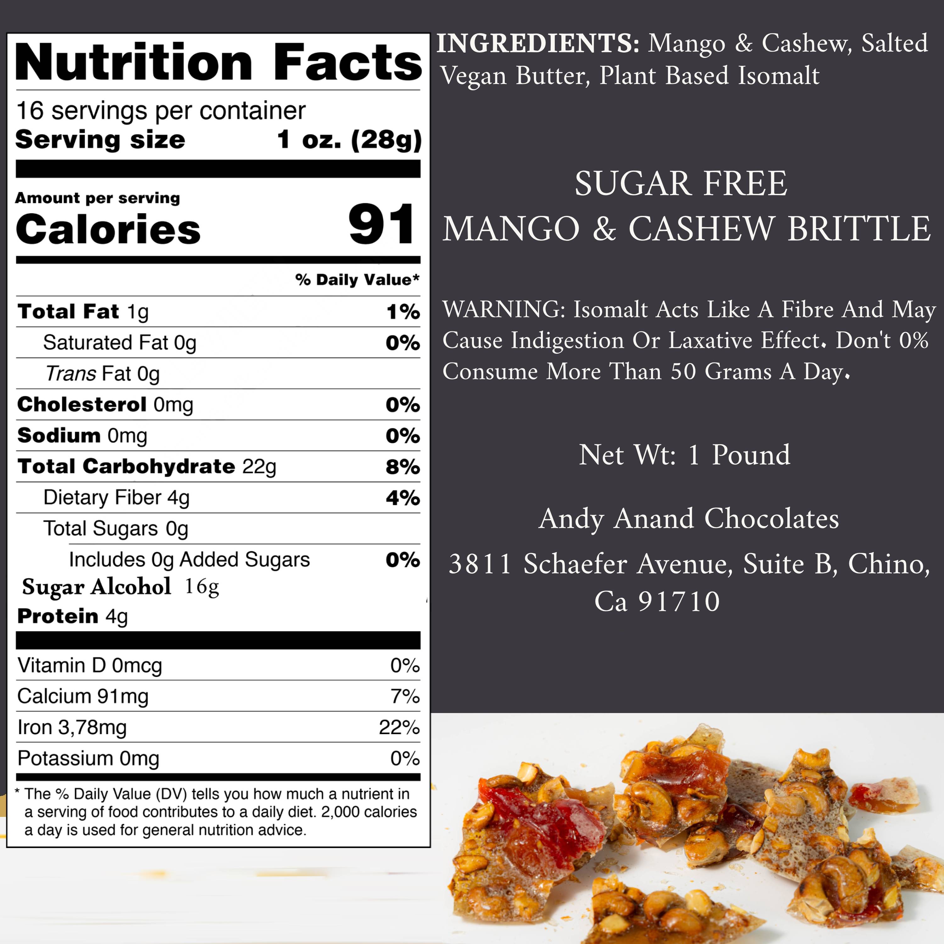 Crunchy Italian sugar-free mango & cashew brittle, perfect for gifting, best for anyone.