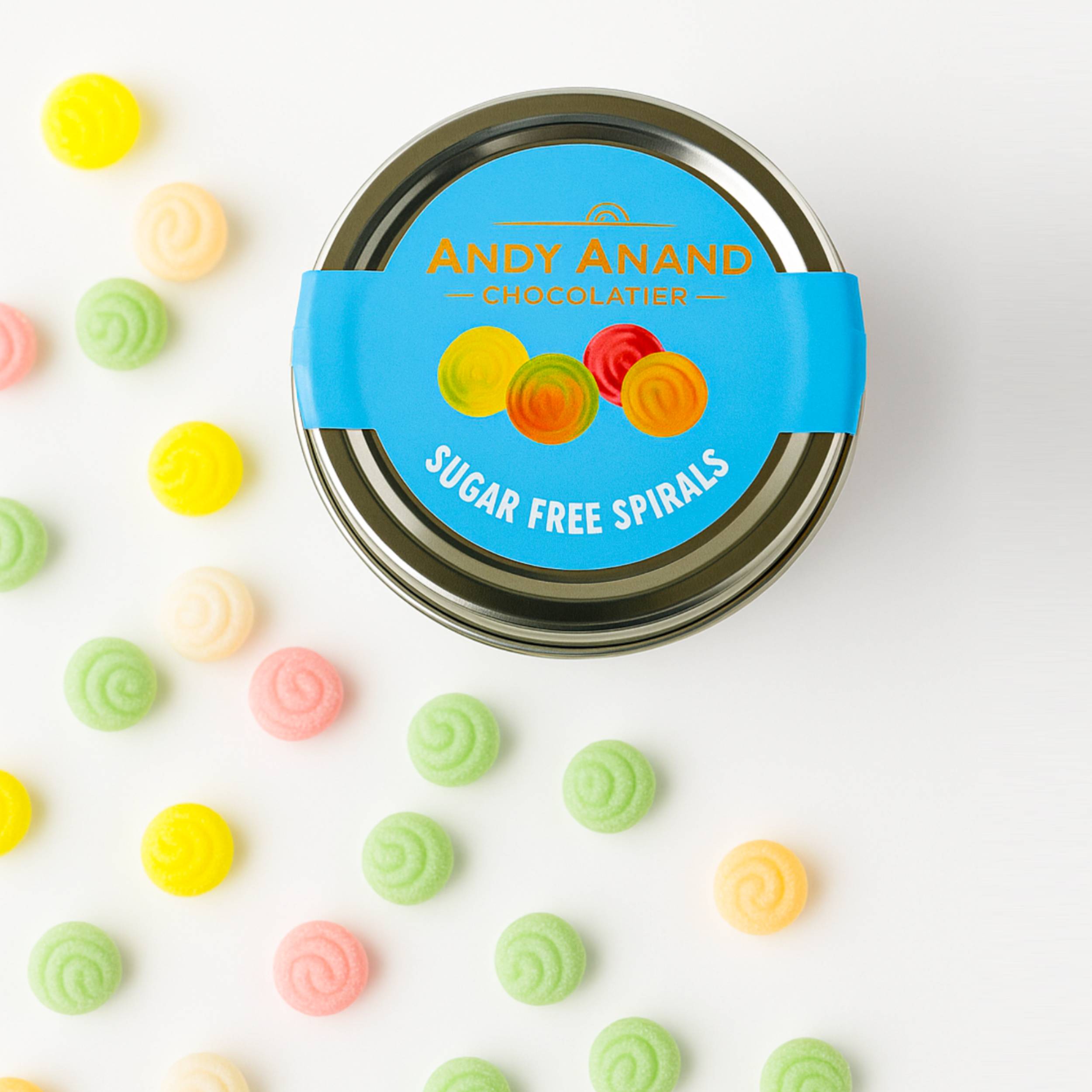 Andy Anand Chocolates Food & Beverages > Desserts & Sweets > Sugar Free Candy Andy Anand Sugar-Free Spiral Hard Candy, 110 pc, 7 oz – 5 Assorted Flavors, Made in Spain, Stevia Sweetened, Keto & Diabetic-Friendly Gift Sugar-Free Spiral Candy 110 pc 7 oz | Nationwide