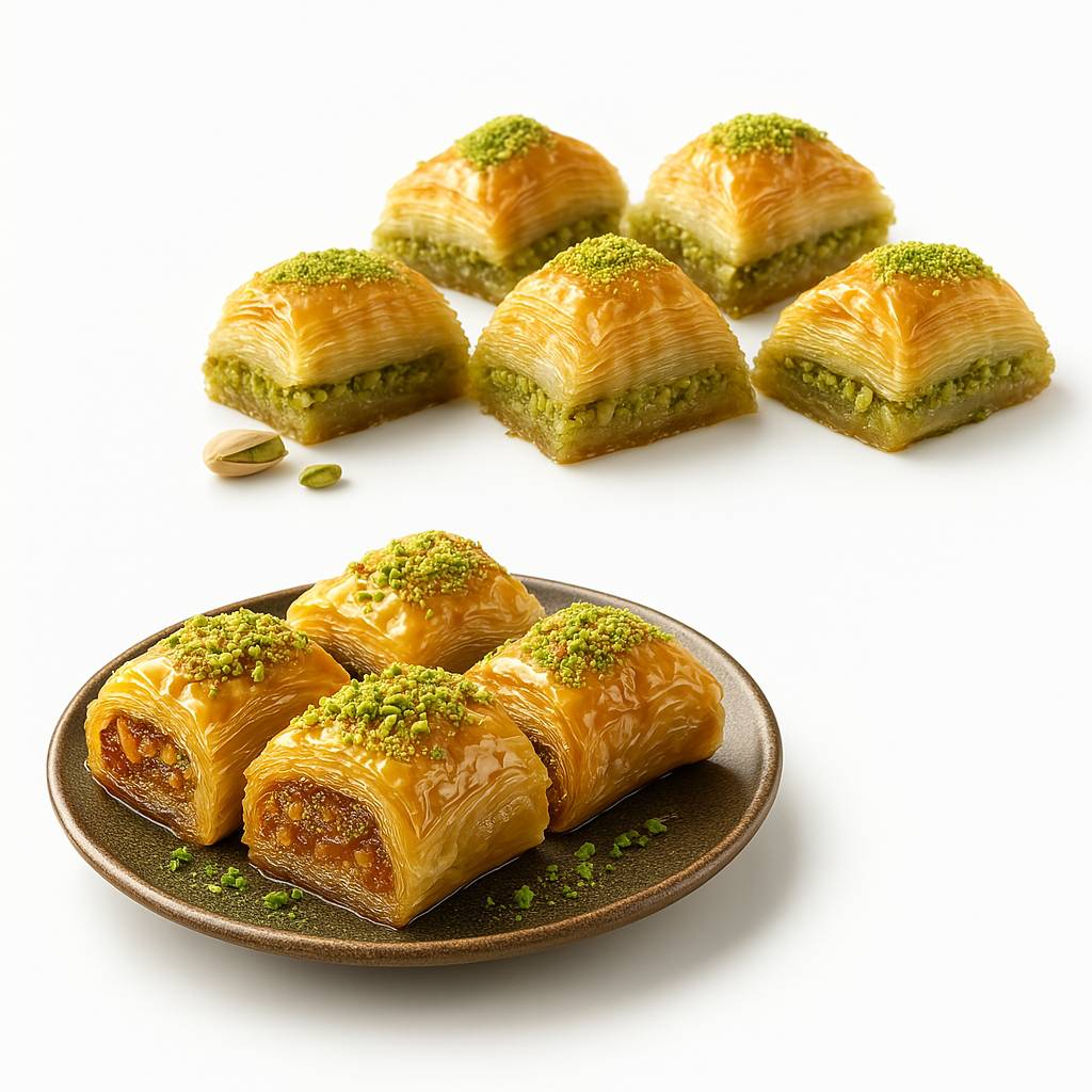 Sugar-free Turkish baklava 26-piece assorted nut pastry gift box with pistachio, walnut, hazelnut, &the best presentation.