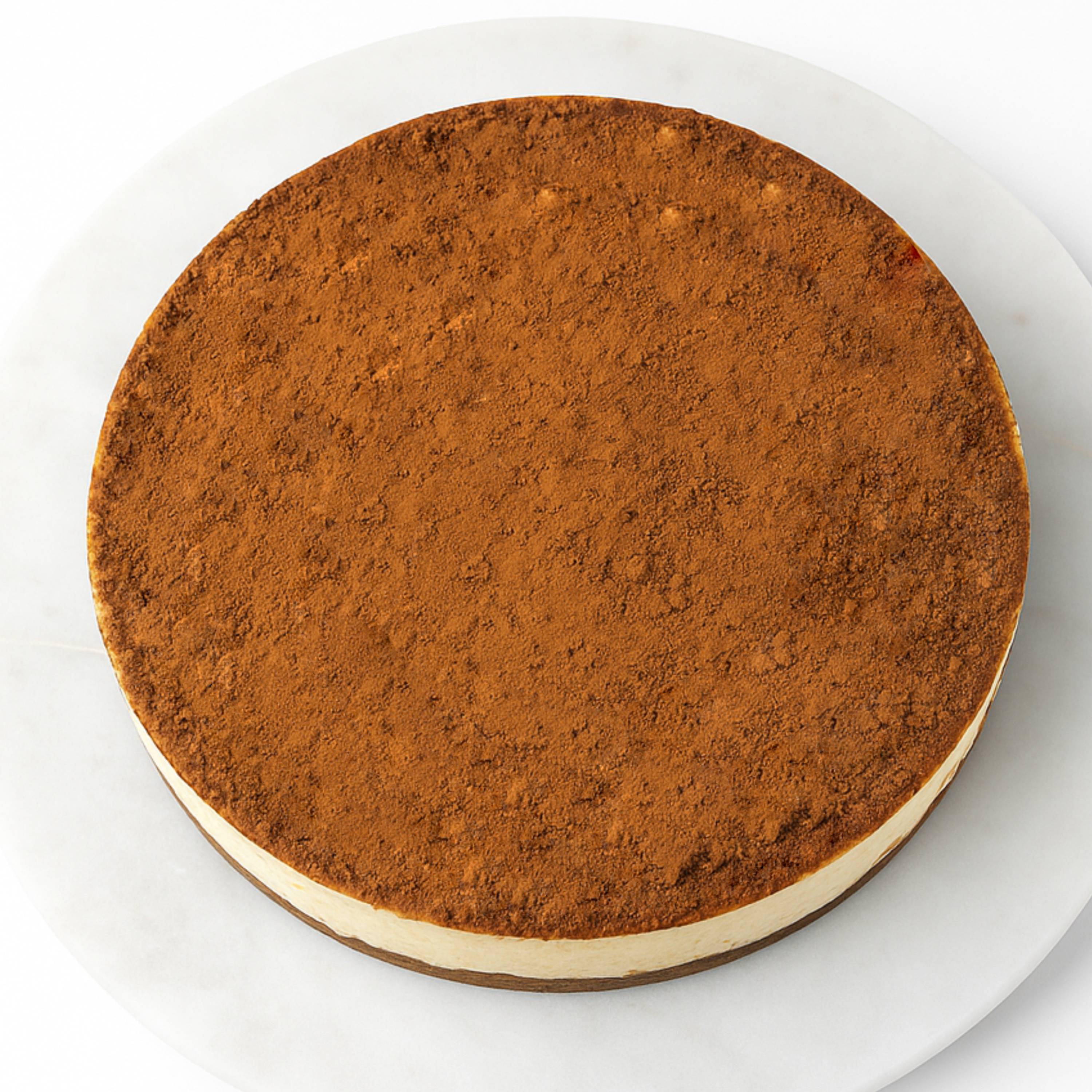 Andy Anand Sugar Free Tiramisu Mousse Cake on a beautiful plate, velvety chiffon, freshly baked.